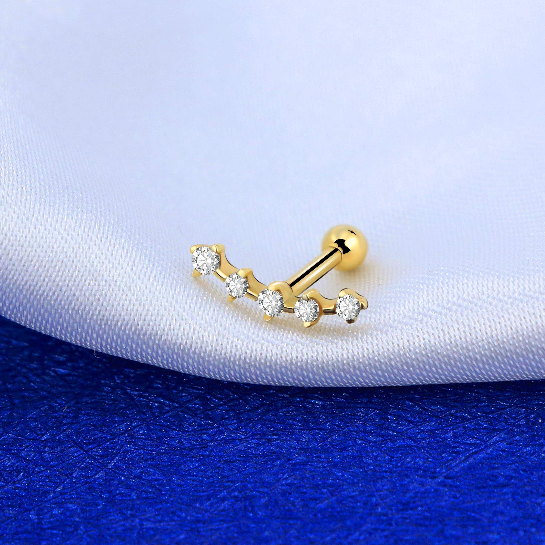 OUFER Orecchini placcati oro per cartilagine 16G a croce/stella AAA+ CZ Forward Helix Piercing Ear Conch Piercing Superiore Trago Orecchini Gioielli Donne Ragazze Regalo