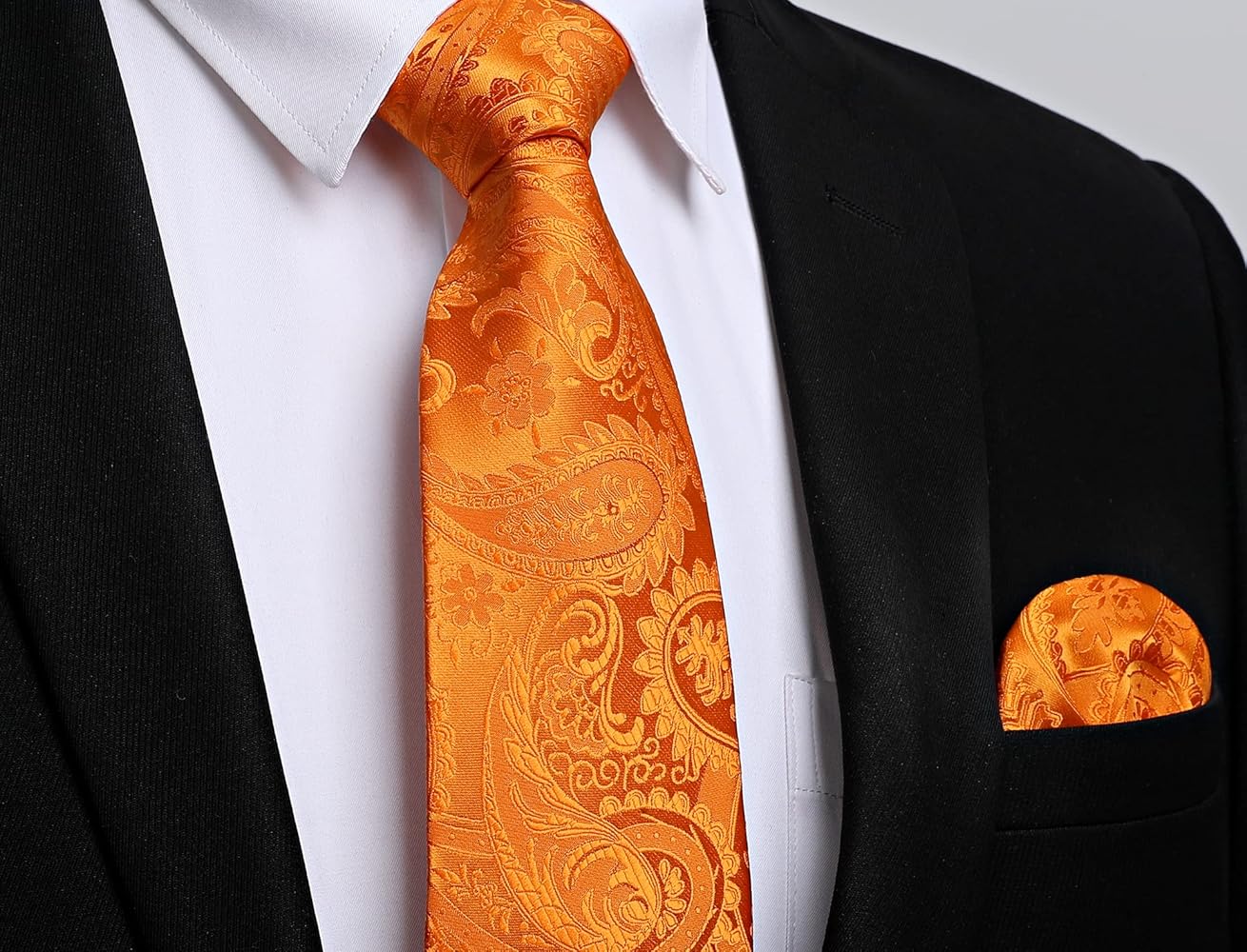 Set Cravatta Extra Lunga Uomo HISDERN Con Fazzoletto - 160 Cm Per Alti - Foto 3