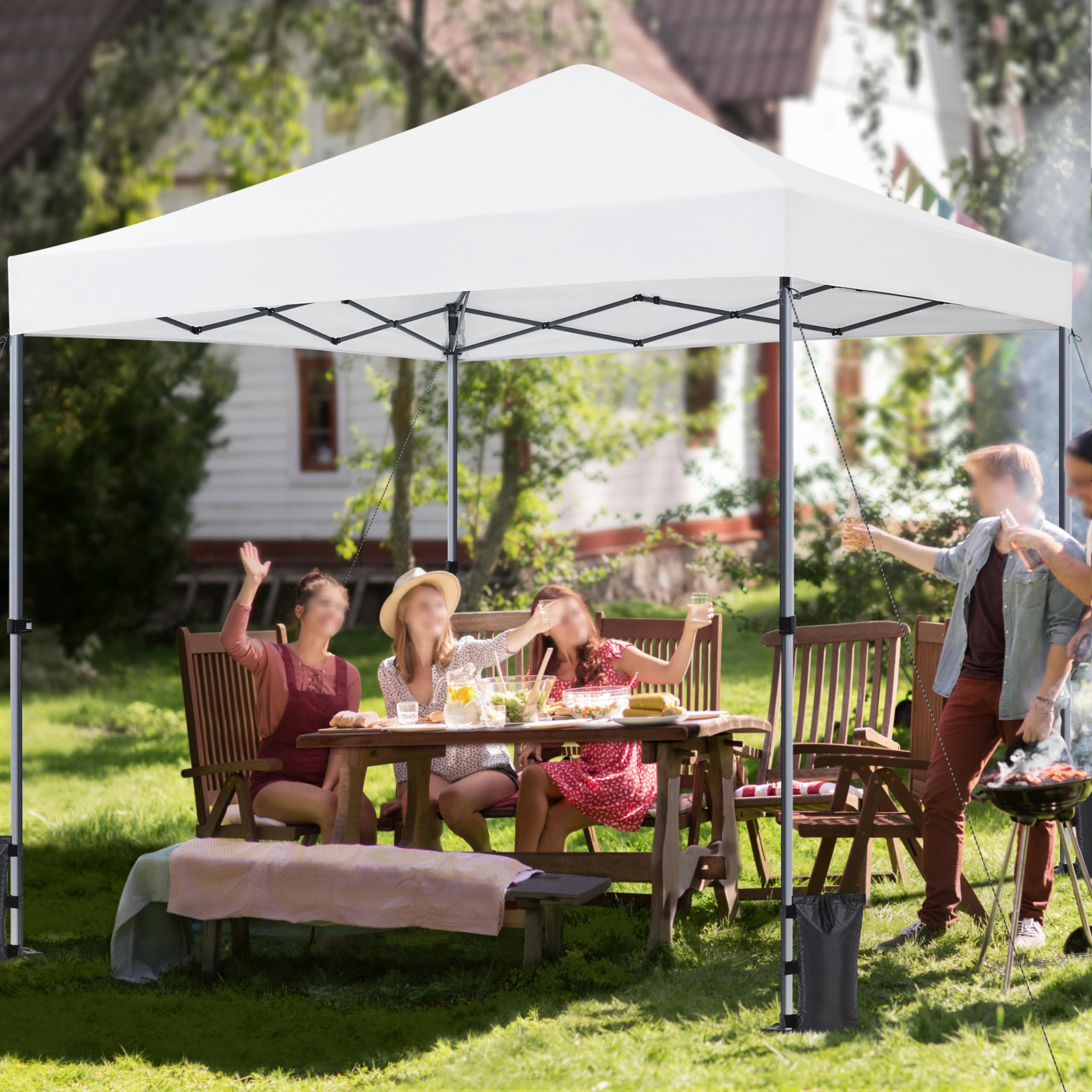Yaheetech 3x3m Pop Up Pavillon One Push Faltpavillon 170-265 cm H, Weiß | Gartenpavillon Wasserdicht Partyzelt UV-Schutz 50+ Faltzelt inkl. 8 Bodennägel & 4 Sandsäcke & 1 Tragetasche für Camping