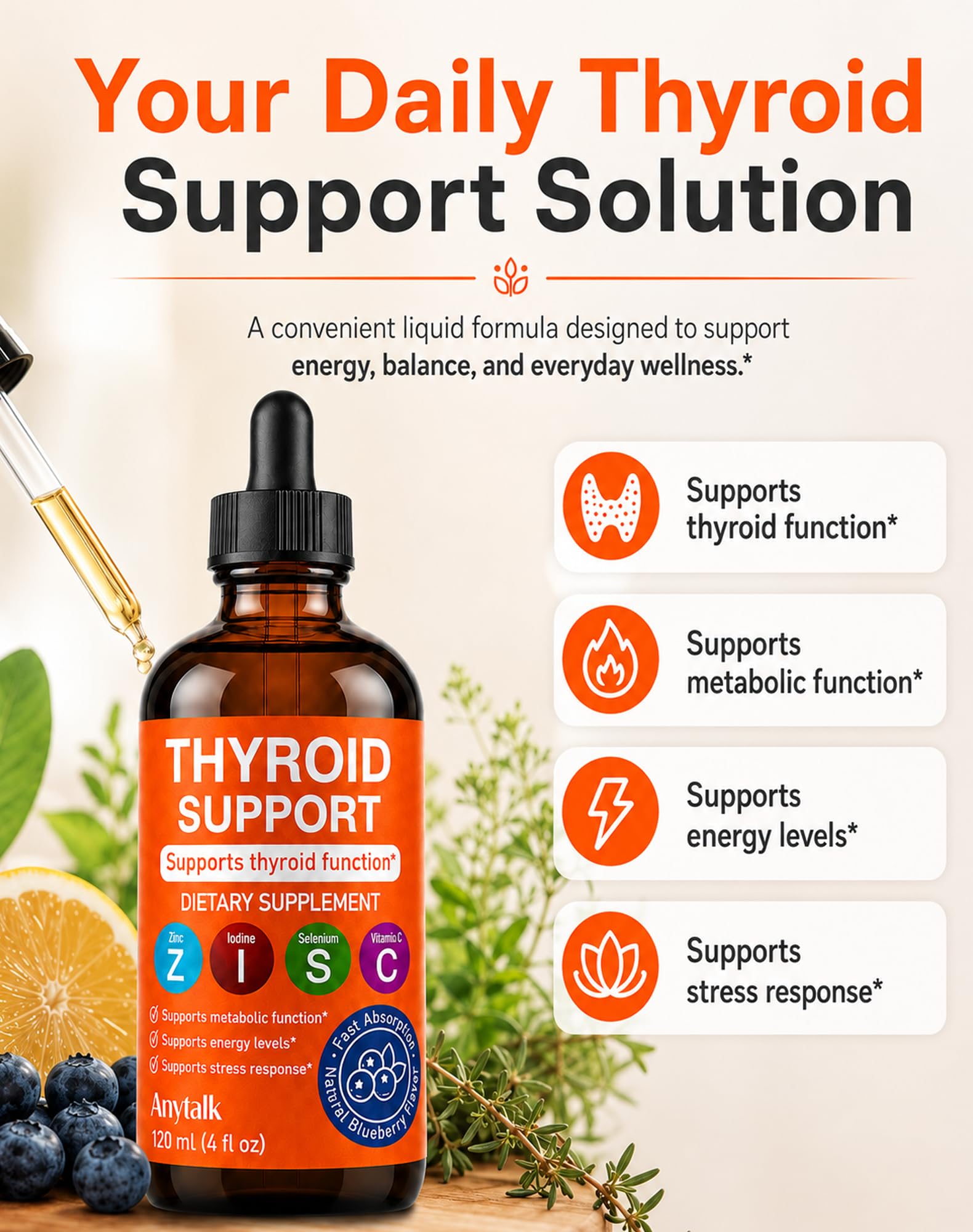 ANYTALK Thyroid Support for Women, Thyroid Support Drops, 4 Fl Oz — Amazon image 5