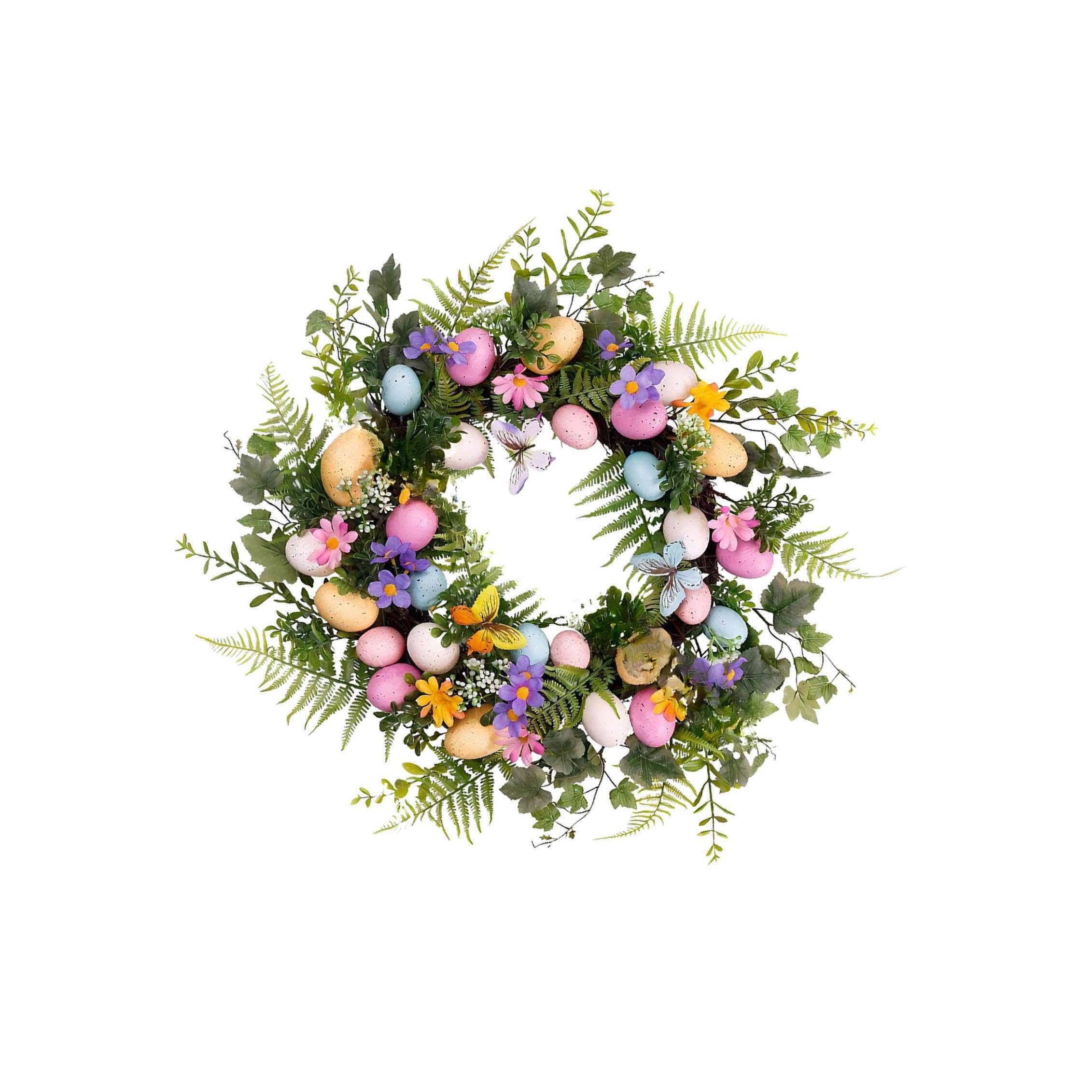 PIXZCSA Brighten Up Spring Celebrations With Colorful Easter Egg Wreath Greeting Friends And Family With Joyful Spirit Front Door Artificial Flowers Easter