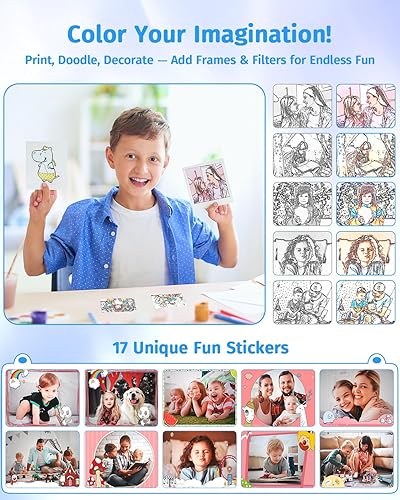 Miniatura 6 de Cámara instantánea, cámara de doble lente para niños, impresión instantánea para niños y niñas, regalos de cumpleaños, cámaras digitales 1080P para