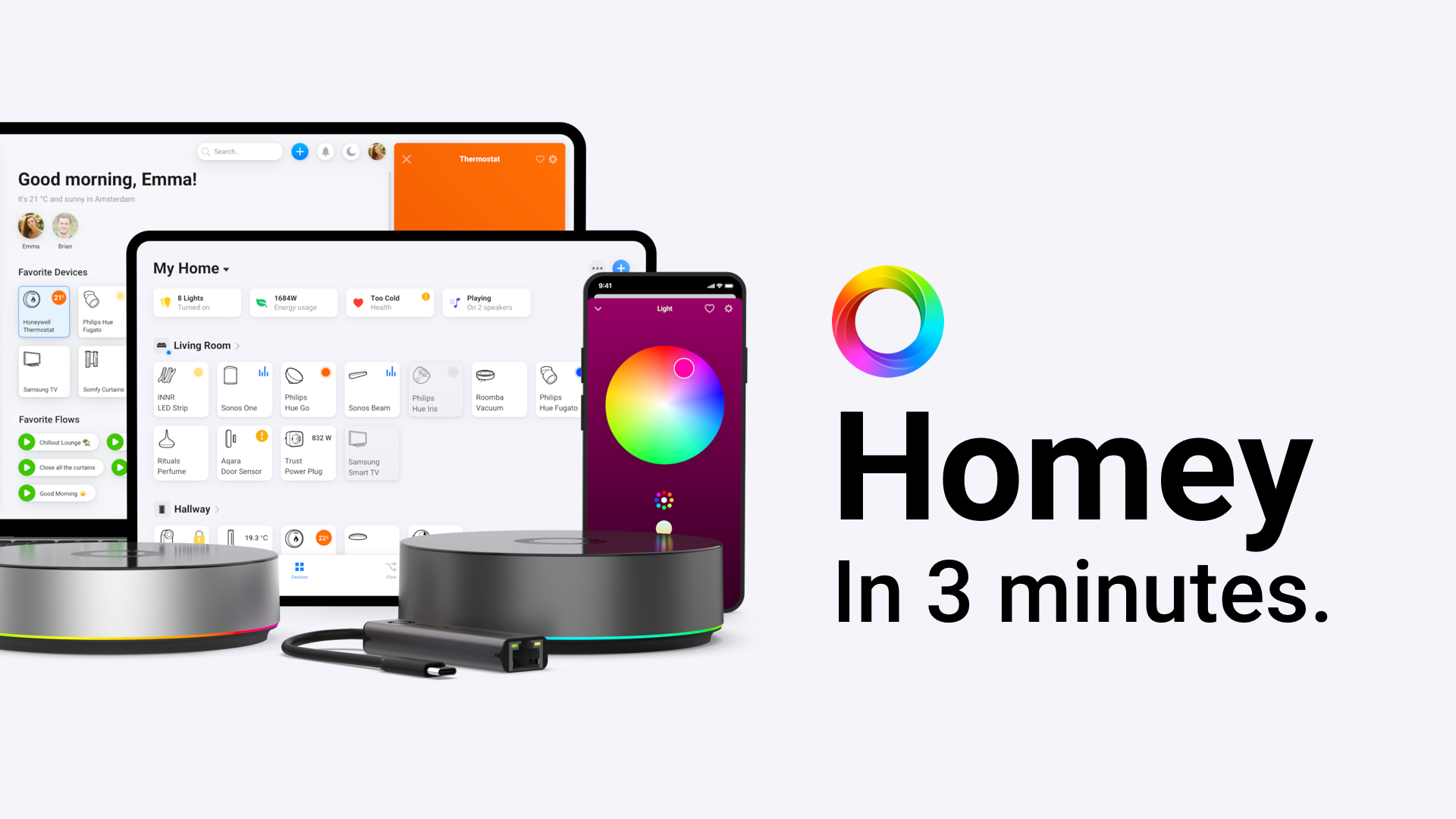Hub Domotique Homey Bridge - Compatible Alexa, Google Home, Siri - Supporte Z-Wave, Zigbee, Wi-Fi, BLE, 433 MHz, Infrarouge