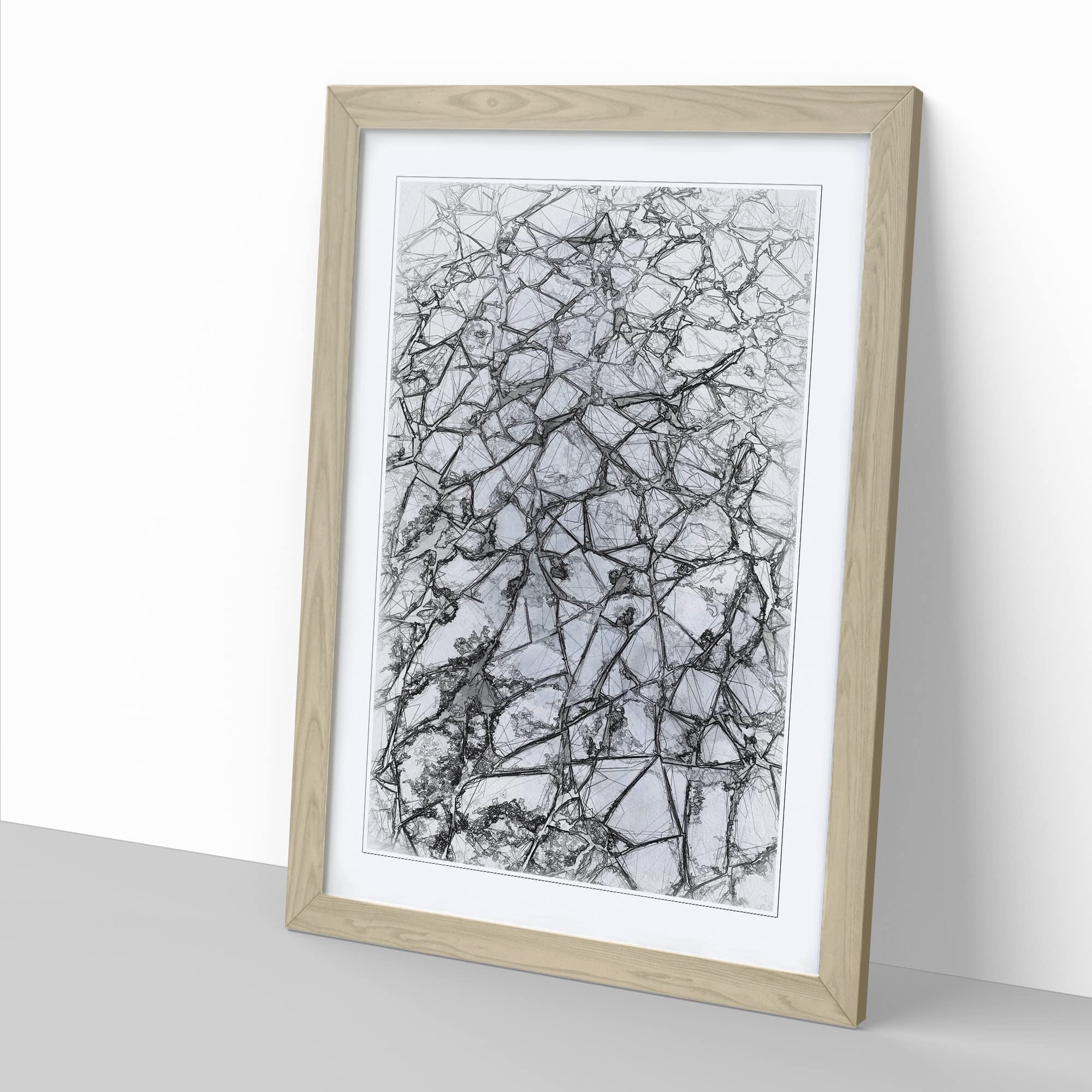 Cracked Ice In Abstract Modern Framed Wall Art Print, Ready to Hang Picture for Living Room Bedroom Home Office Décor - Image 2