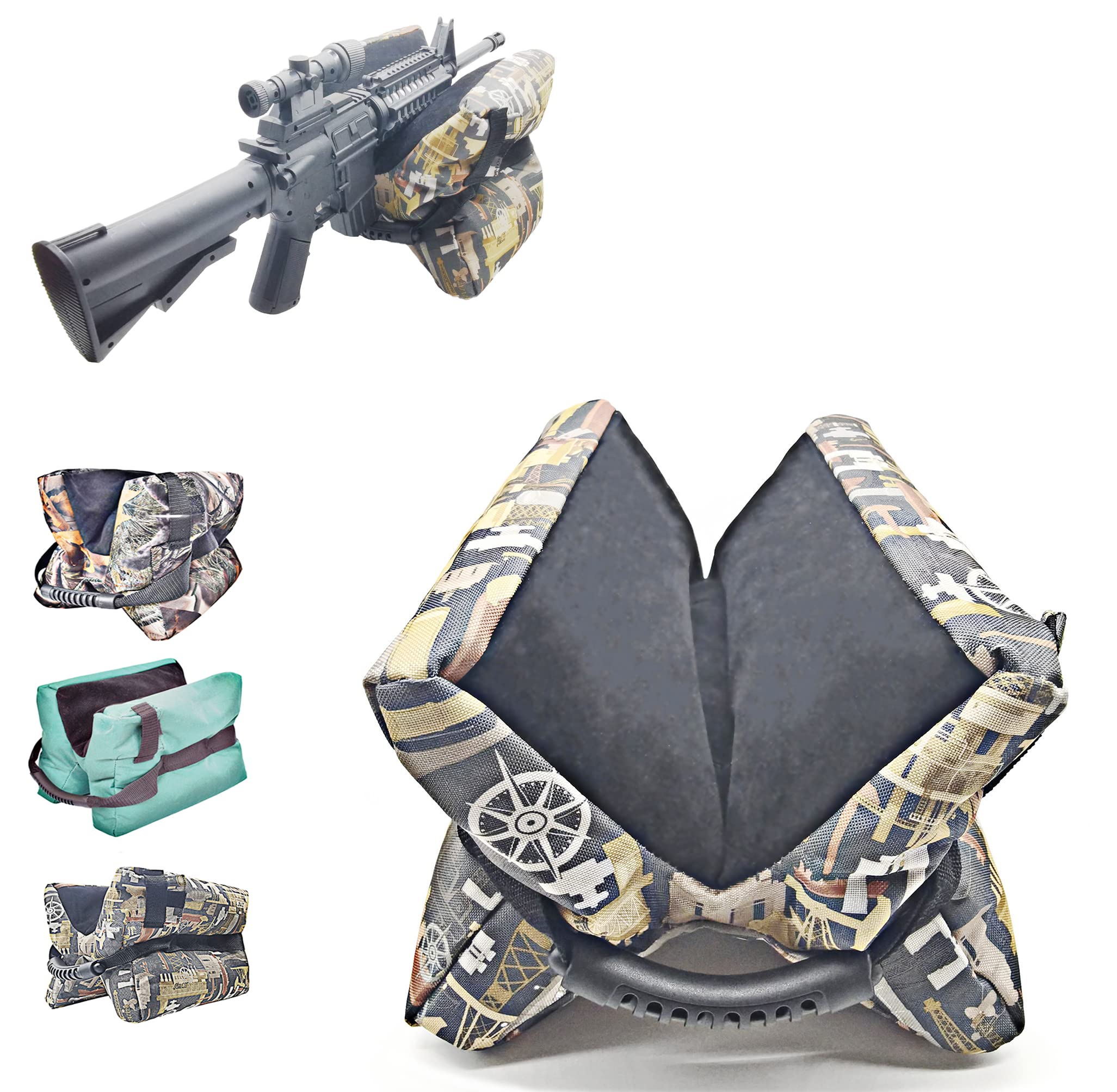 Shooting Rest Bag Unfilled Water-Proof Oxford Support Sand Bags，Durable Sighting Bracket Portable Shooting Bench Stand Holders for Rifles/Guns/Hunting/Target Sports