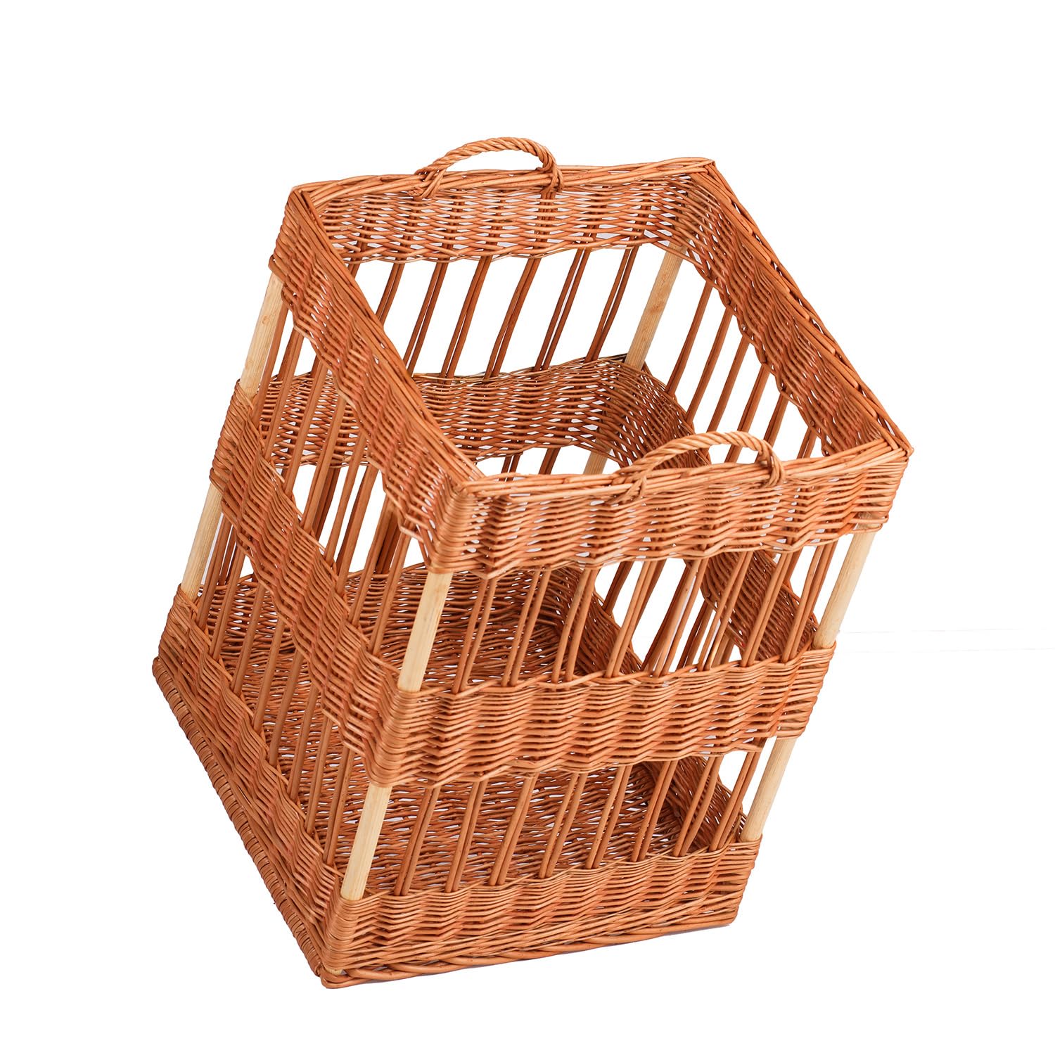 e-wicker24 Présentoir à pain debout, huche à pain en osier naturel, corbeille baguette en osier, panier de service (45x45 H60/60)