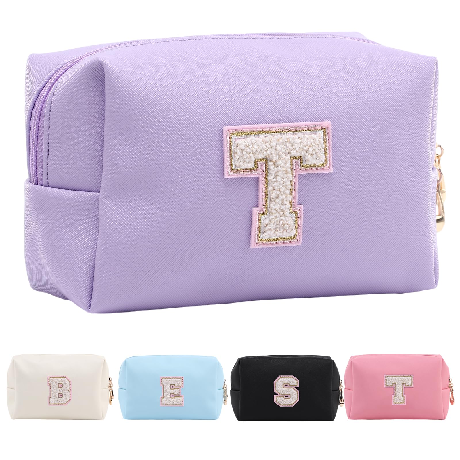 Personalized Makeup Bag,Waterproof Travel Makeup Pouch Cosmetic Bag Birthday Gift for Women Mom，Bride Bridesmaid Cosmetic Bag A-Z — view 85