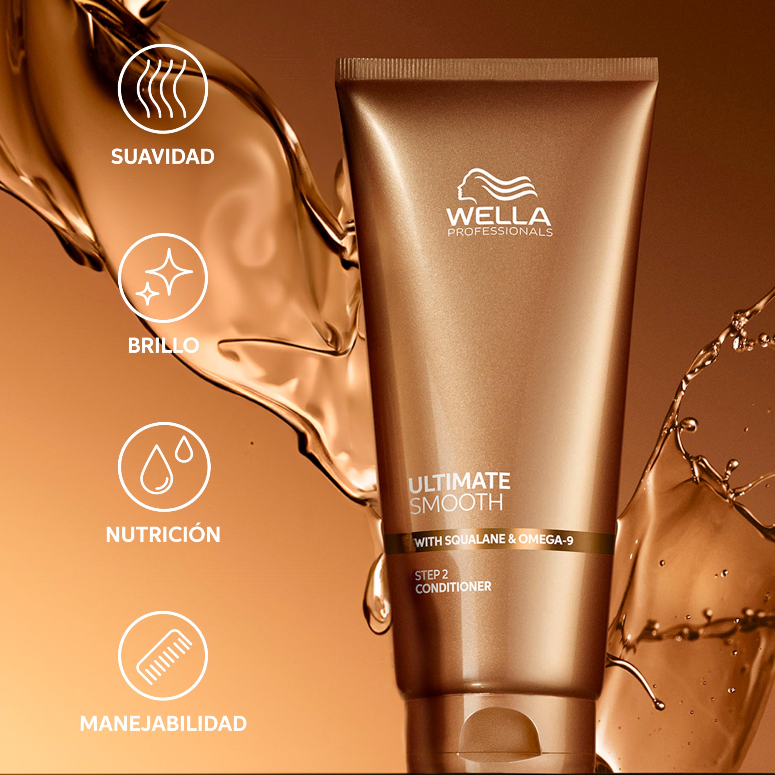 Wella Professionals Ultimate Smooth Acondicionador - Tratamiento Acondicionador para el Cabello - Escualano y Omega 9 - Cabello Seco, Apagado y Encrespado (1L)