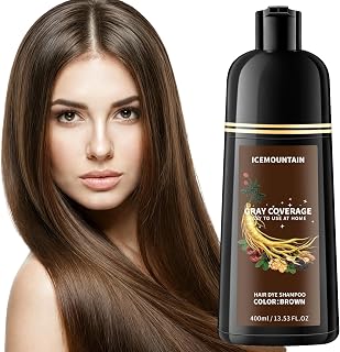 Brown Hair Dye Shampoo 100% Gray Hair Coverage 3 in 1 Hair Color Shampoo | Natural Herbal Extracts 15 Mins Quick Dyeing Brown Hair Dye for Women Men