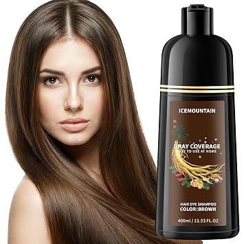 Brown Hair Dye Shampoo 100% Gray Hair Coverage Long-lasting Color Shampoo | Natural Herbal Ingredients 15 Mins Quick Dyeing 3 in 1 Hair Color Shampoo for Women Men