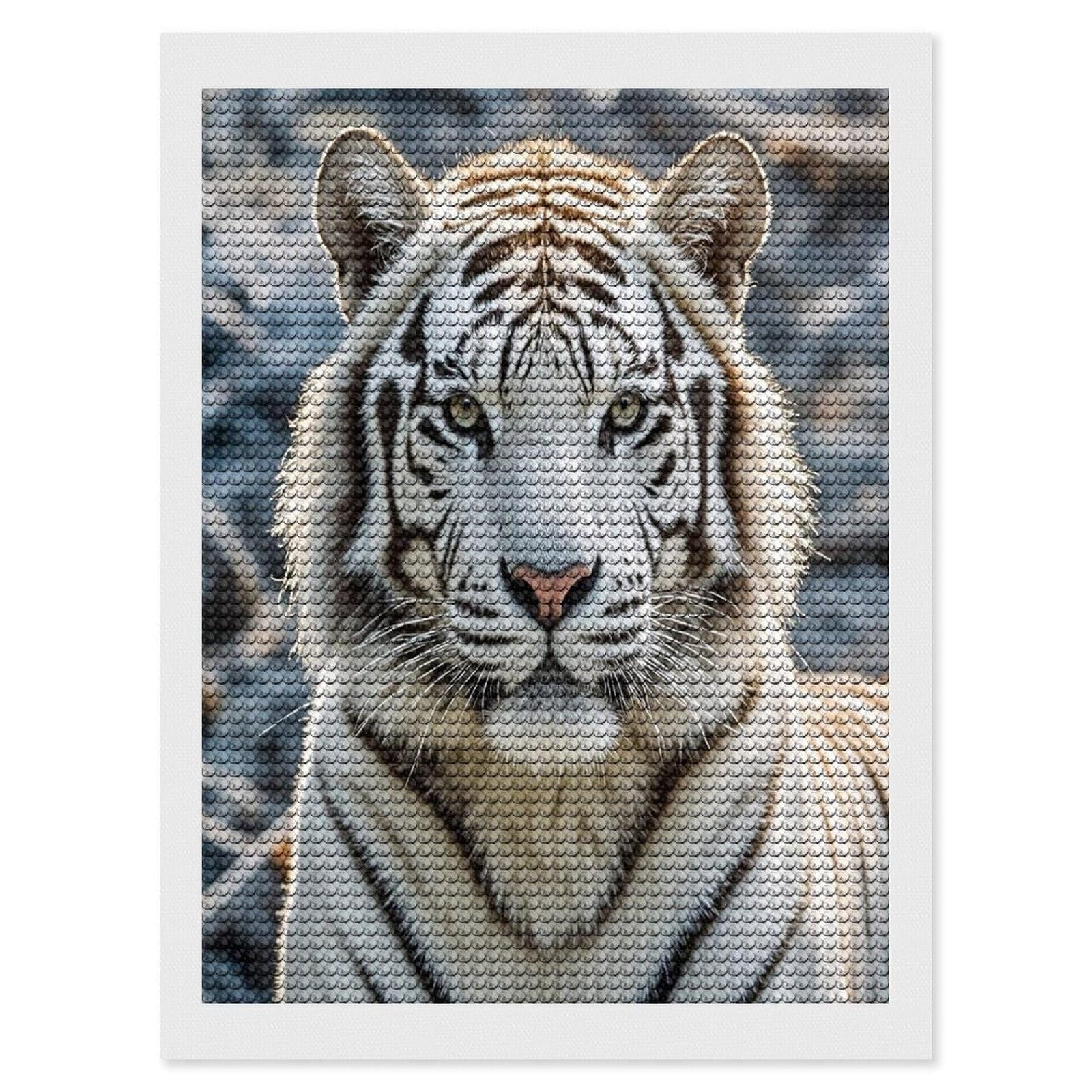 FekiLoot White Tiger Diamond Painting Kits for Adults Full Round Drill Diamond Art Kits for Beginners 5D DIY Diamond Dots Paintings Diamonds Pictures Gem Art Home Wall Decor 12"x16"
