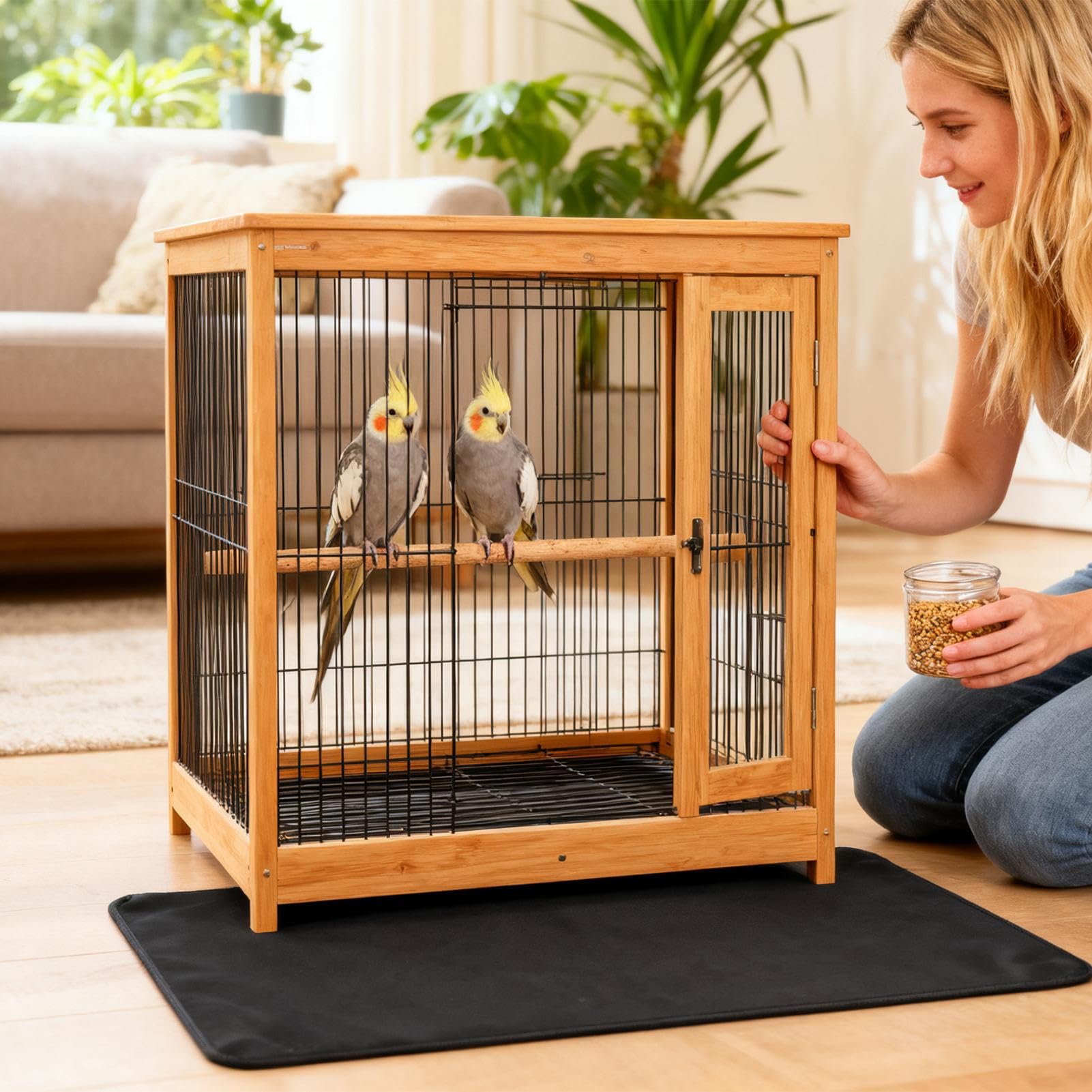 Tappetino da Gabbia per Cani – Grandi Protezioni Impermeabili – 122 x 91 cm Tappeto Spesso sotto Gabbia per Animali – per Cani Interni Rettile Cane Gatto Coniglio canarino