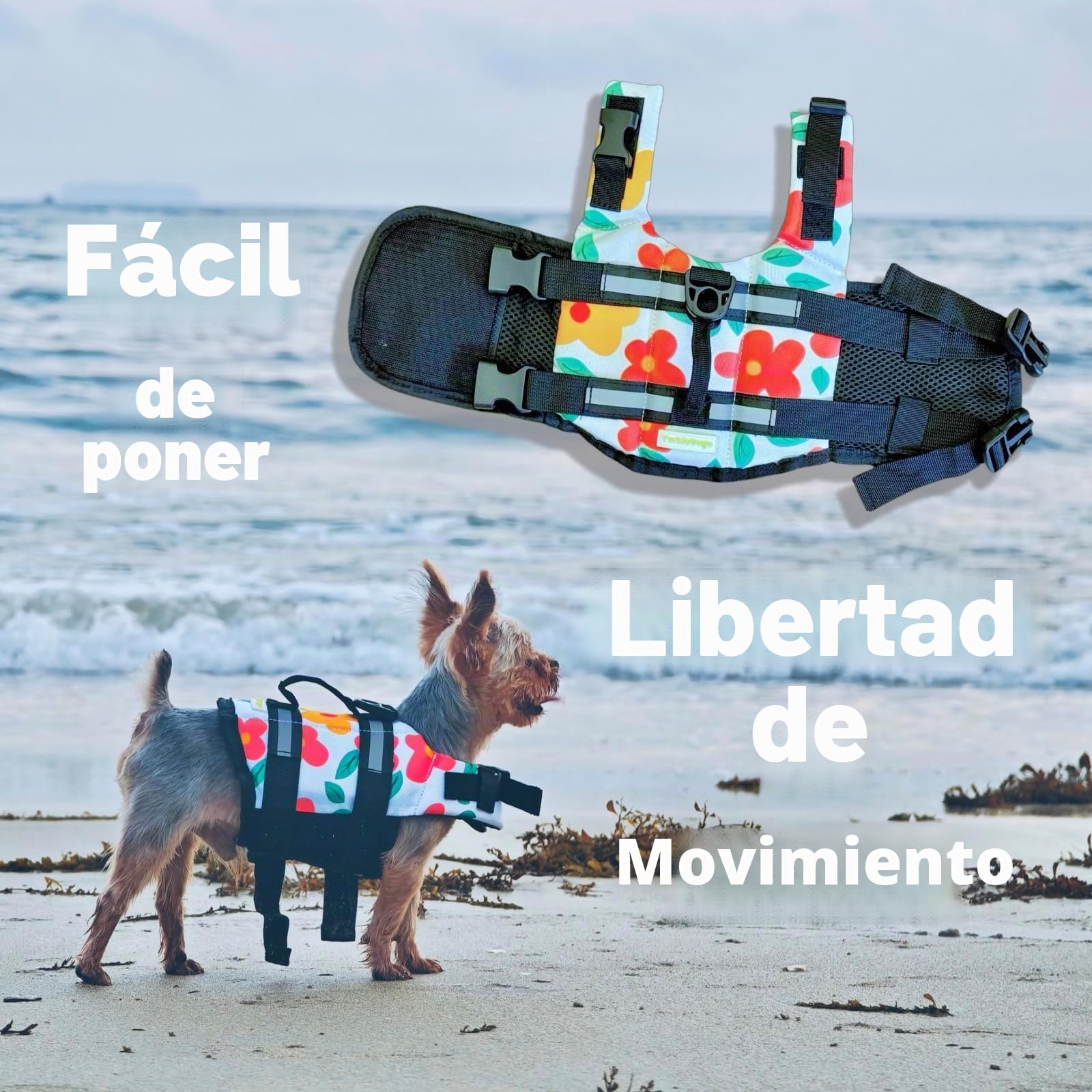 Teacup Chaleco salvavidas para perros | Chaleco salvavidas para cachorros pequeños | Ayuda de natación con asa y bandas reflectantes | Traje de baño para perros y gatos de recién nacidos y