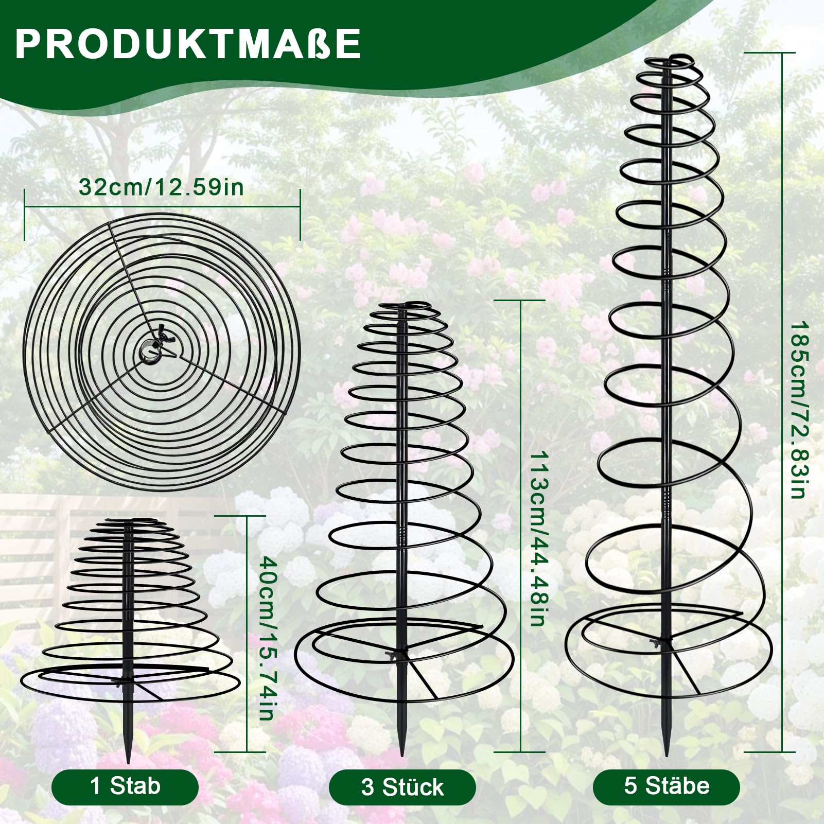 Metalowa podpora dla roślin pnących, regulowana wysokość 40-180 cm, pomoc dla roślin pnących, do warzyw, kwiatów, winorośli, podłoże z mocowaniem