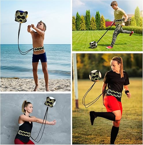 Miniatura 7 de Entrenador de fútbol para patadas de espalda, 2 unidades, ajustable, para niños y adultos, para disparar, pasar, malabares, lanzar voleibol, rugby