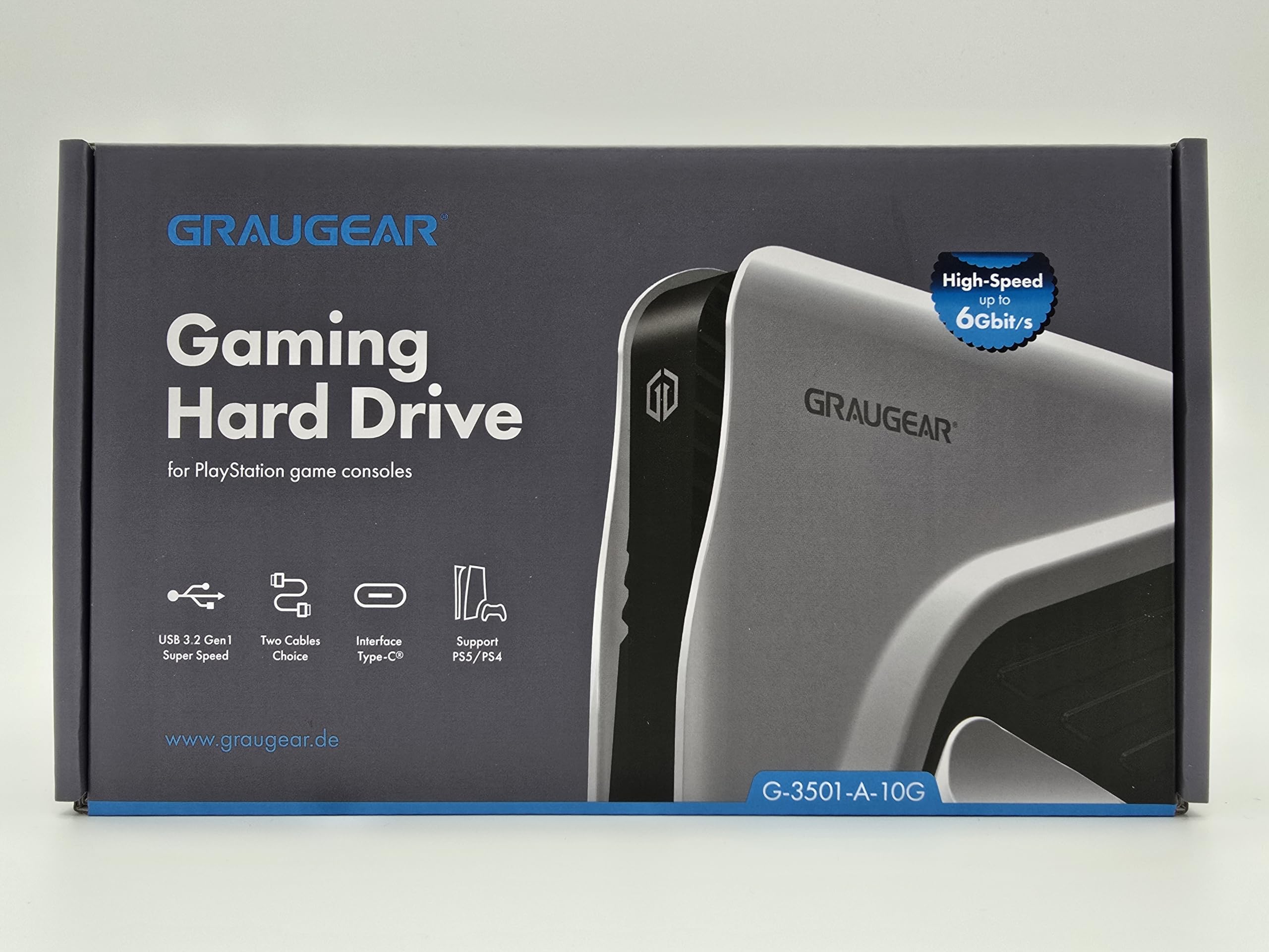 Disco Rigido Esterno GRAUGEAR 6 TB Per PS5 E PS4 - USB 3.2 Gen 2, Type-C, Con Alimentatore
