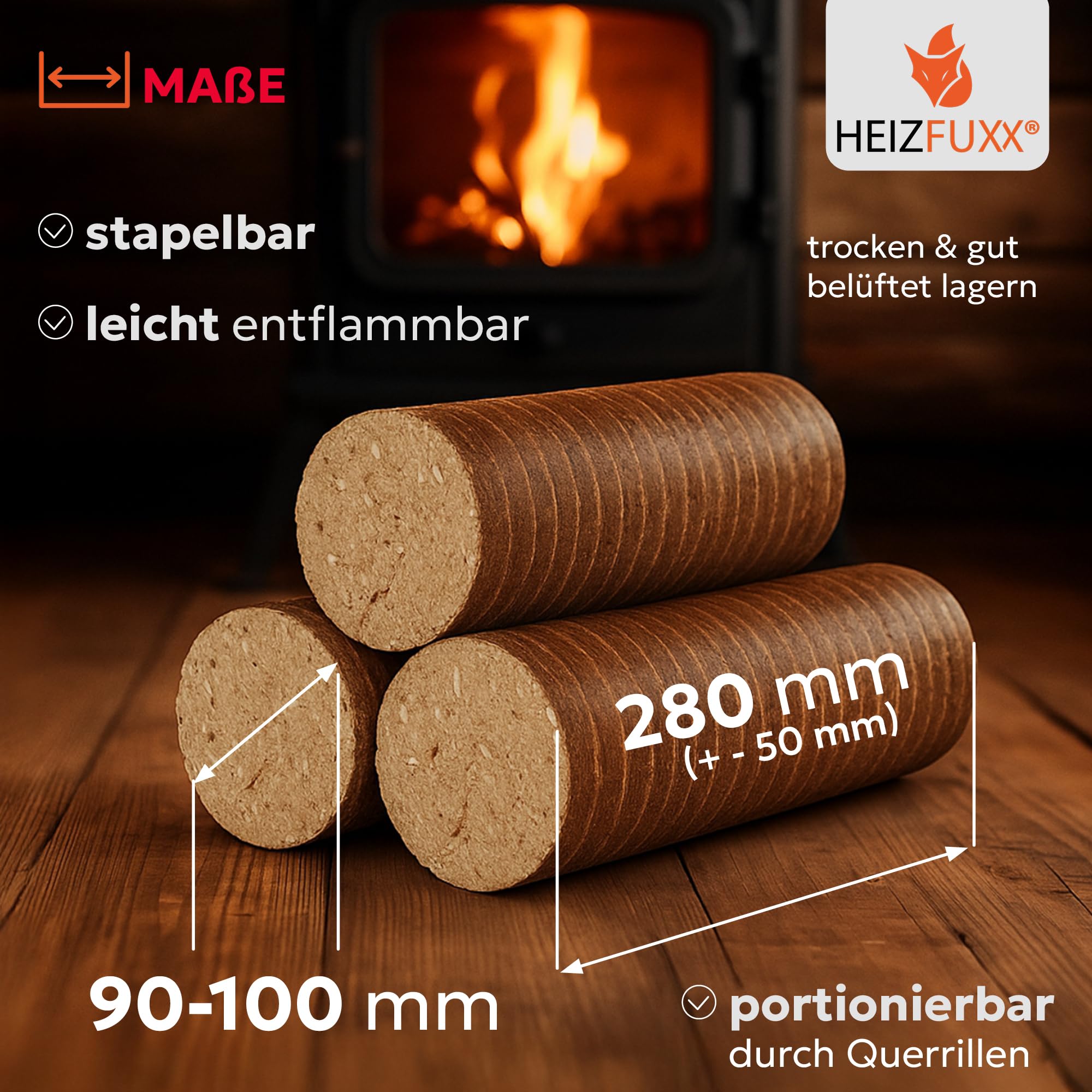 Holzbriketts Nestro XL Red - Hartholzbriketts Palette 960 kg (96x10 kg) - Premium Briketts für Kamin, Heizkessel & Ofen - Hoher Heizwert, geringer Aschegehalt & maximale Energieausbeute