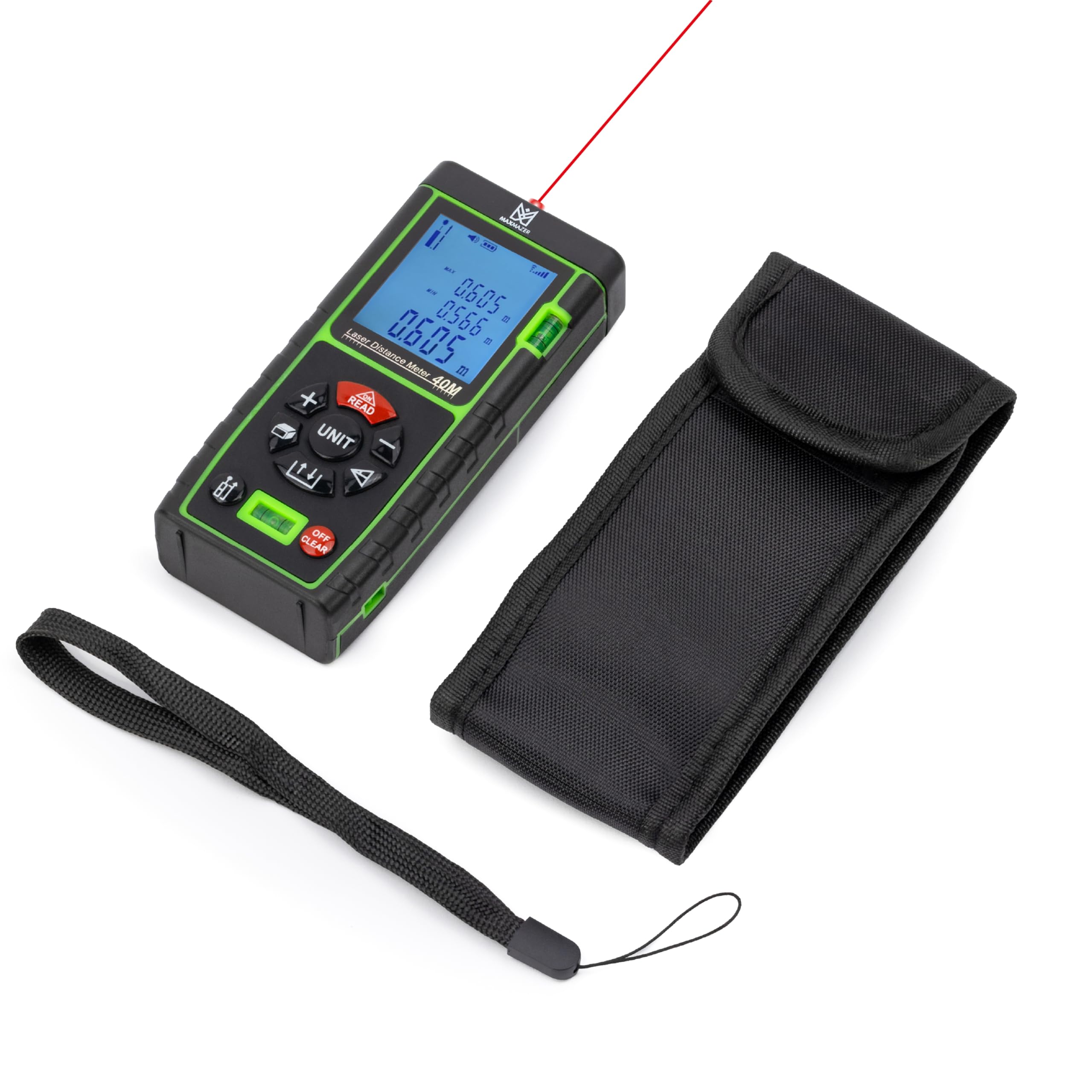 Metro Laser Professionale 40 m con Livella Integrata, Misuratore di Distanza Laser IP54, Telemetro Digitale Preciso e Robusto per Edilizia, Casa e Fai-da-Te