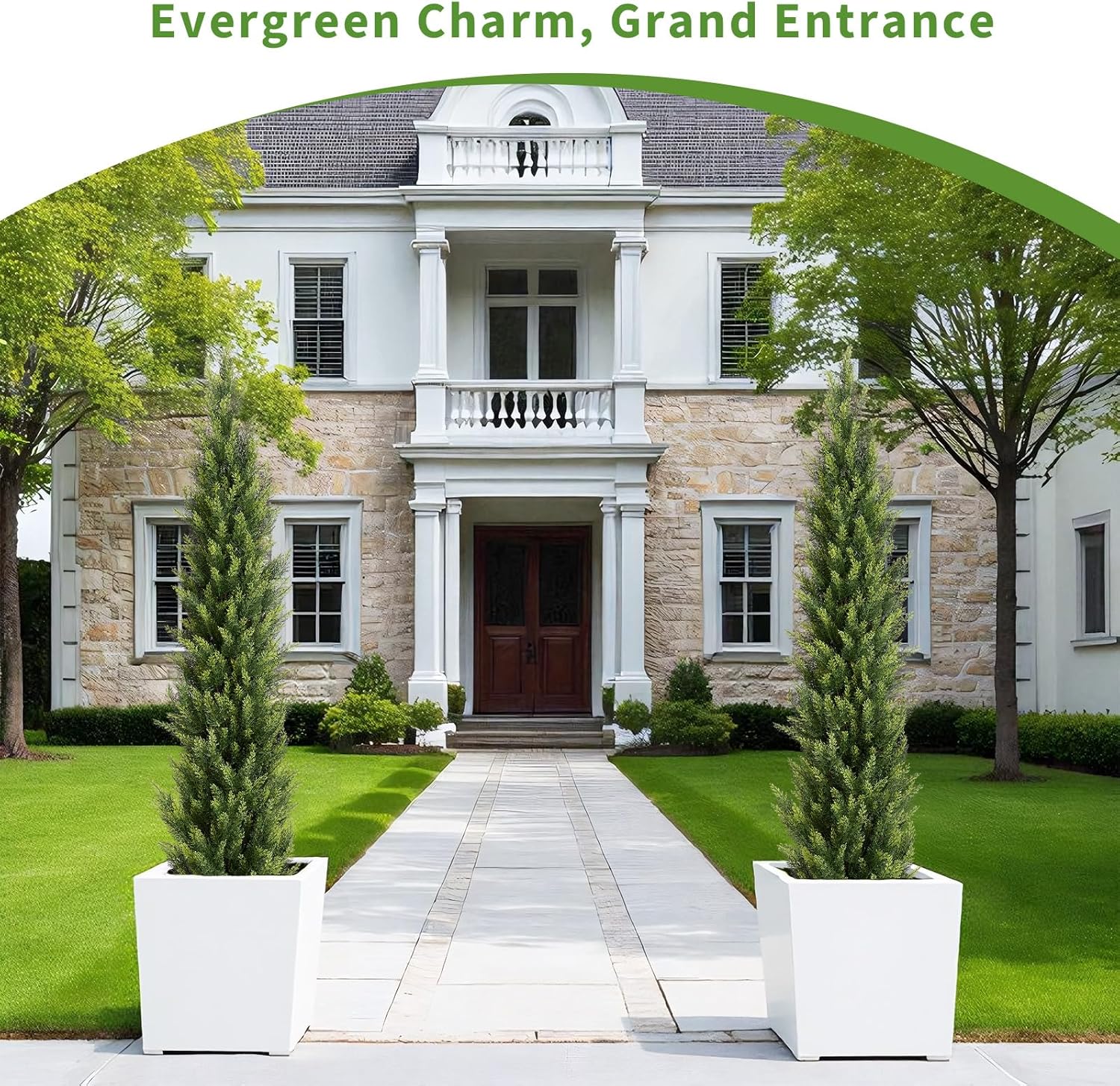 6FT Artificial Topiary Trees Outdoor Set of 2, UV-Resistant Faux Cedar Trees for Outdoor Planters, Tall Evergreen Plants for Front Porch, Entryway, Patio Decor