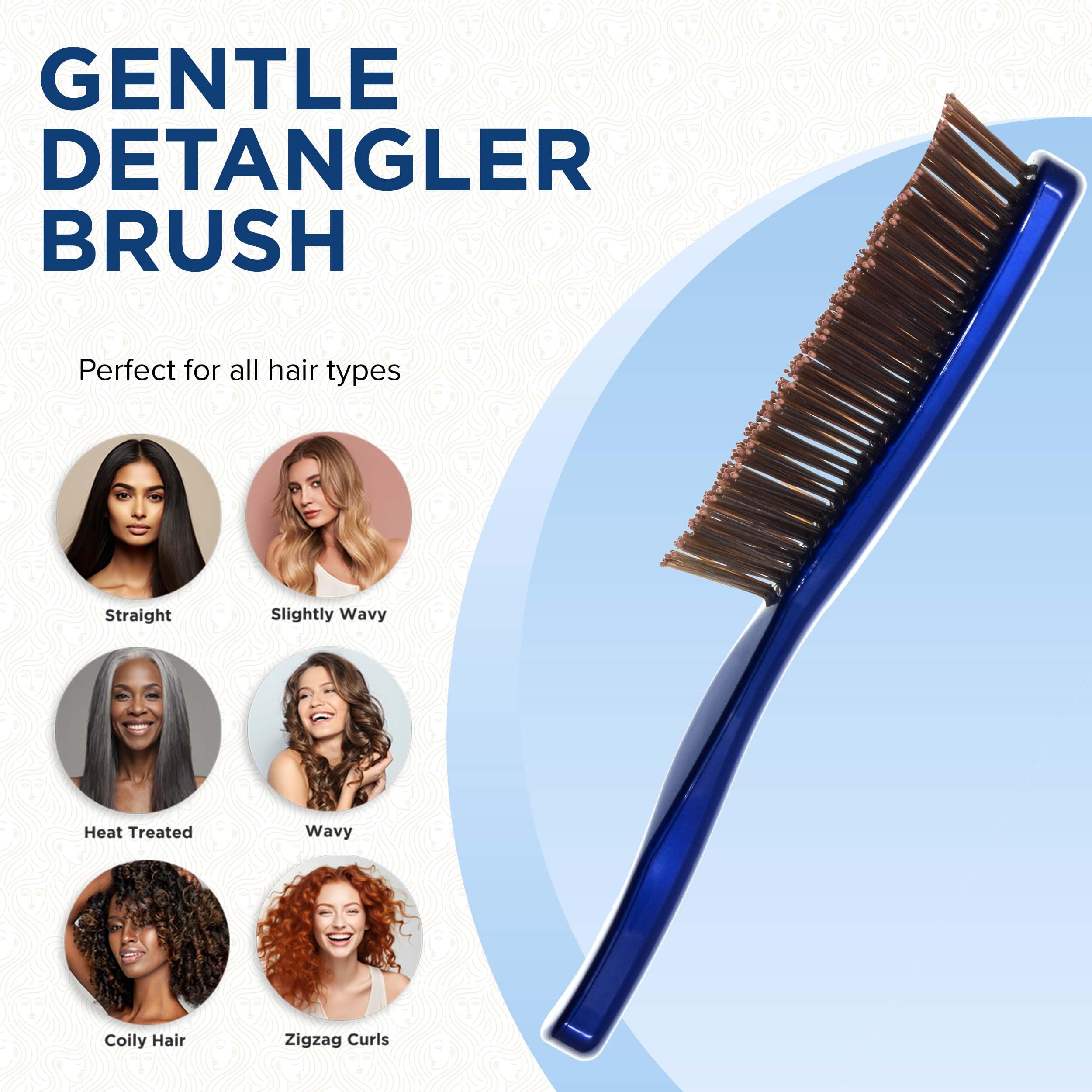 Giorgio GIO1B - Cepillo desenredante de pelo azul de 7.75 pulgadas, suave al tacto, para hombres, mujeres y niños. Cerdas suaves para cuero cabelludo sensible. Mojado y seco para todo tipo de cabello. Cepillo masajeador de cuero cabelludo estimula el crec