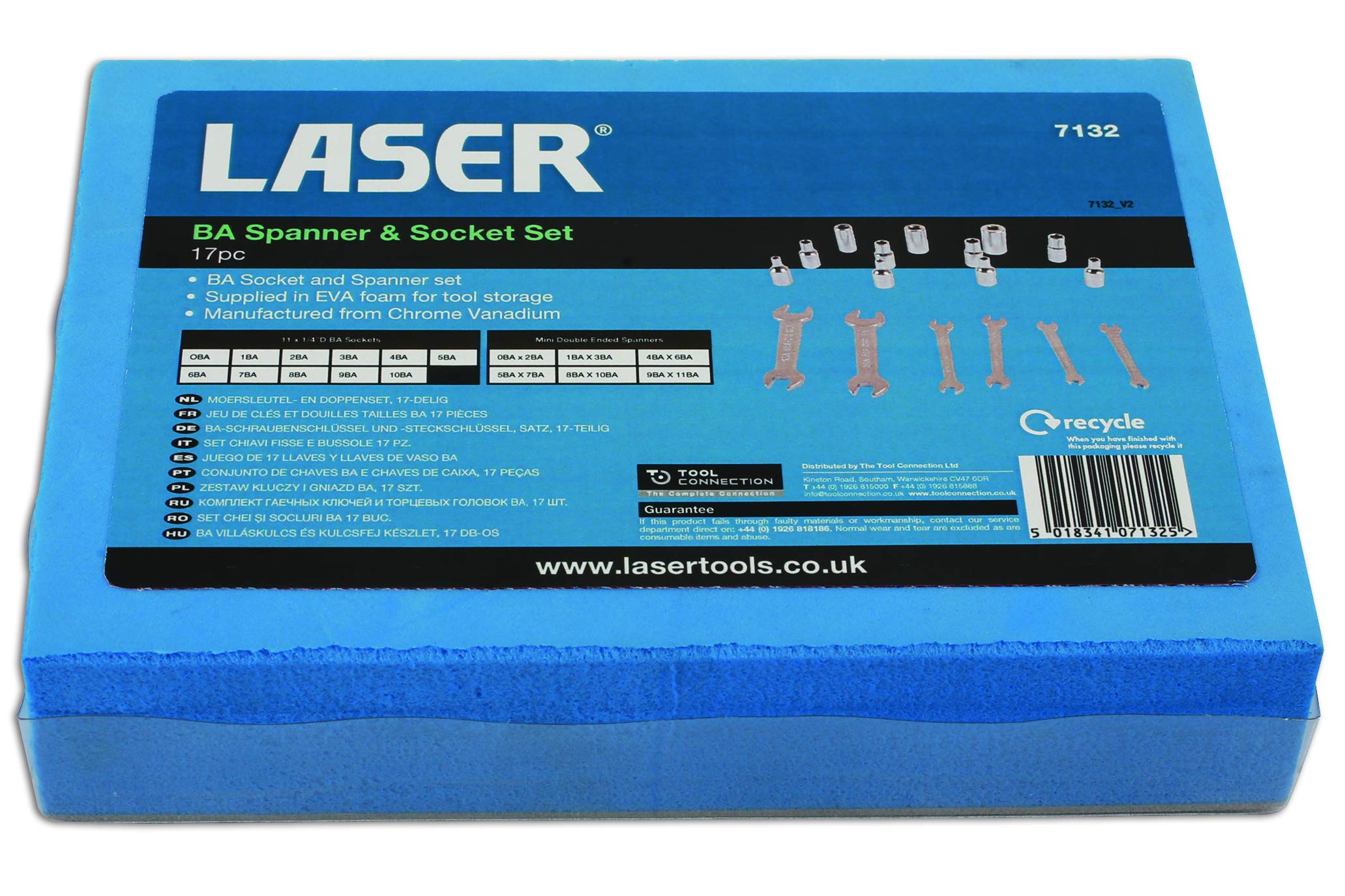 Laser 7132 BA Clé plate et jeu de douilles 17pièce, assortis