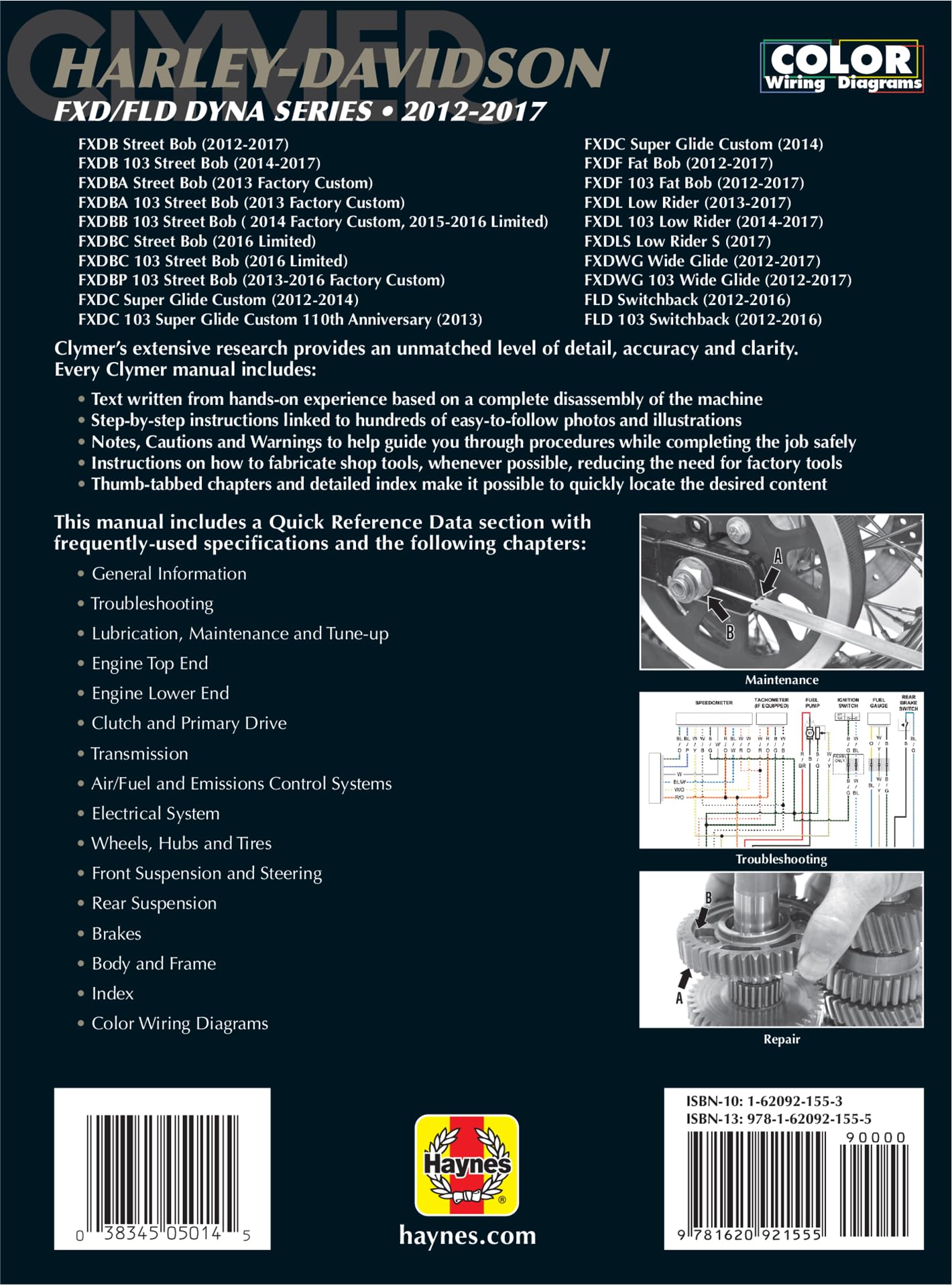 Harley-Davidson FXD/FLD Dyna Series (12-17) Clymer Repair Manual: (2012 - 2017)