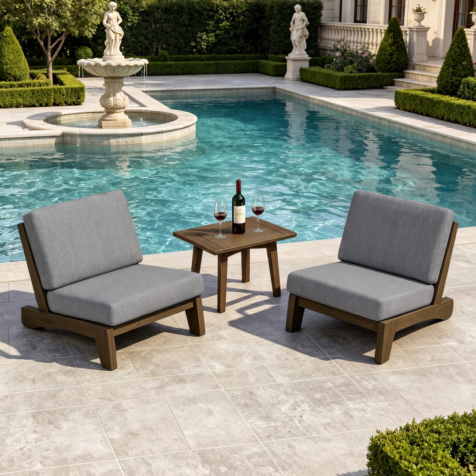 Pia Ricoo 3 Piece Patio Chairs Bistro Set with Coffee Table