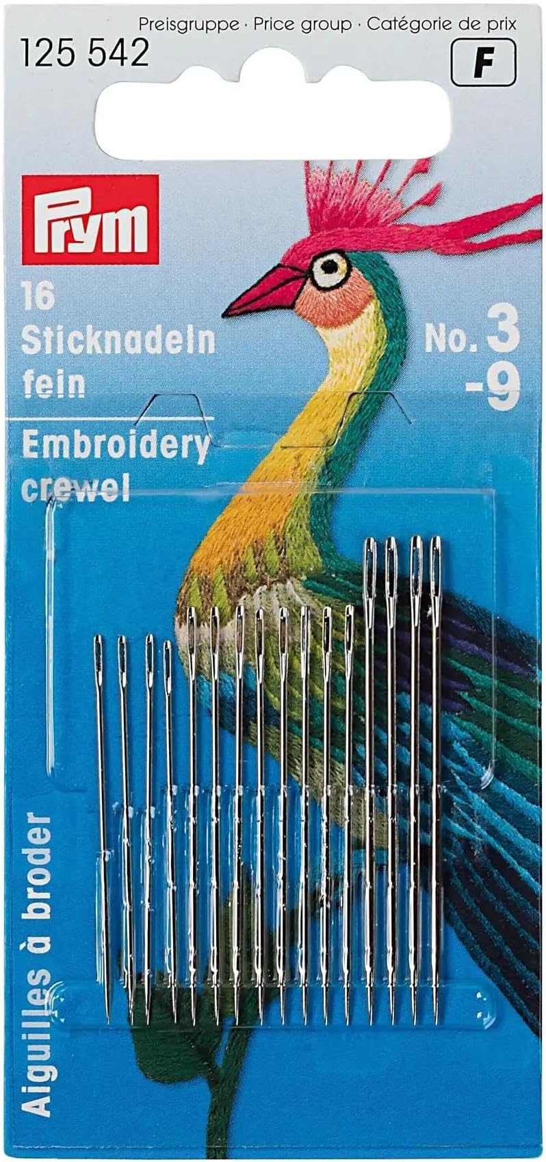 Crewel Needles, No. 3-9, 16 PC