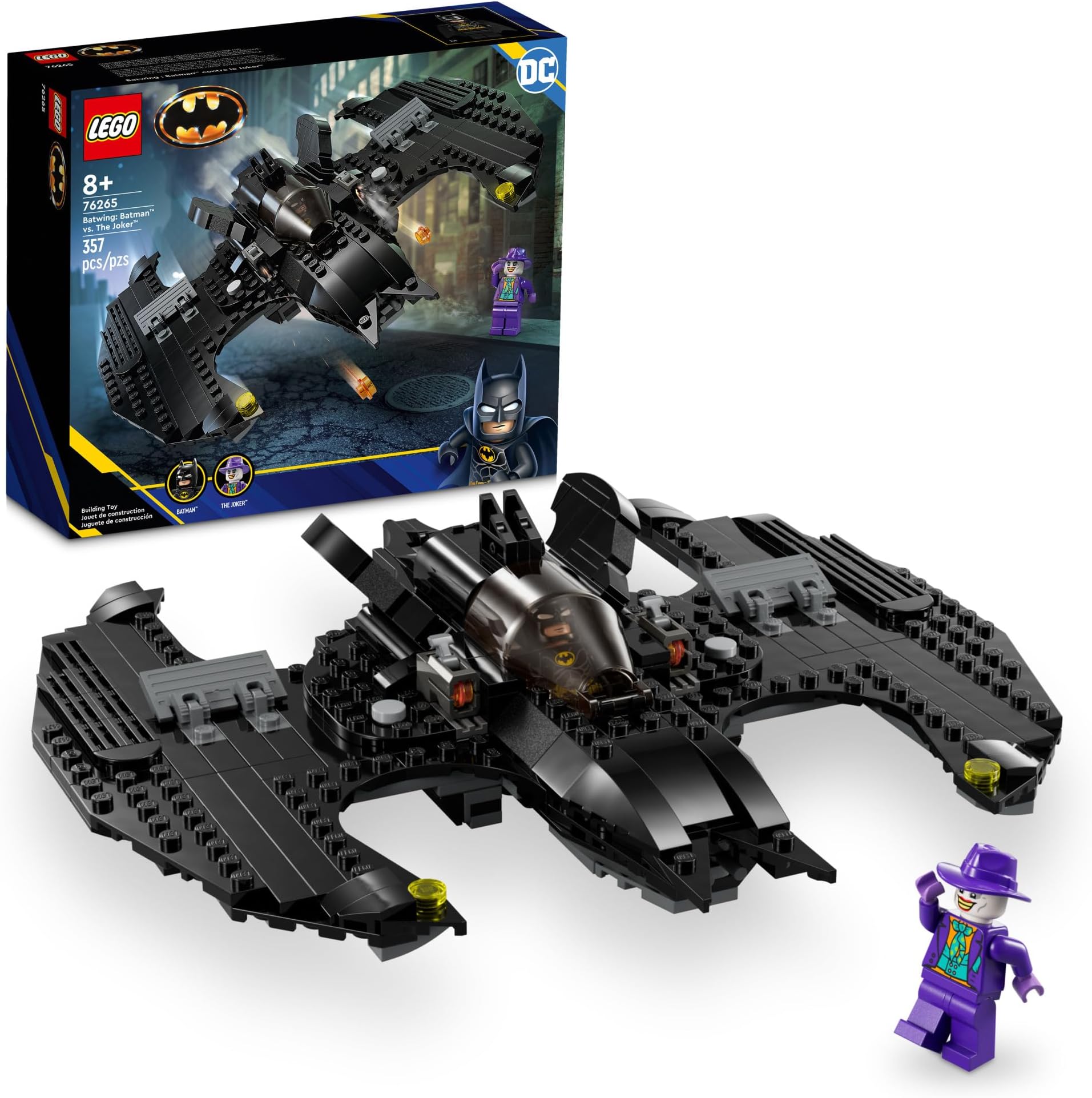 LEGO DC Batwing: Batman vs. The Joker 76265 DC Super Hero Playset, Features 2 Minifigures and a Batwing Toy Based on DC's Iconic 1989 Batman Movie, DC Birthday Gift for 8 Year Olds