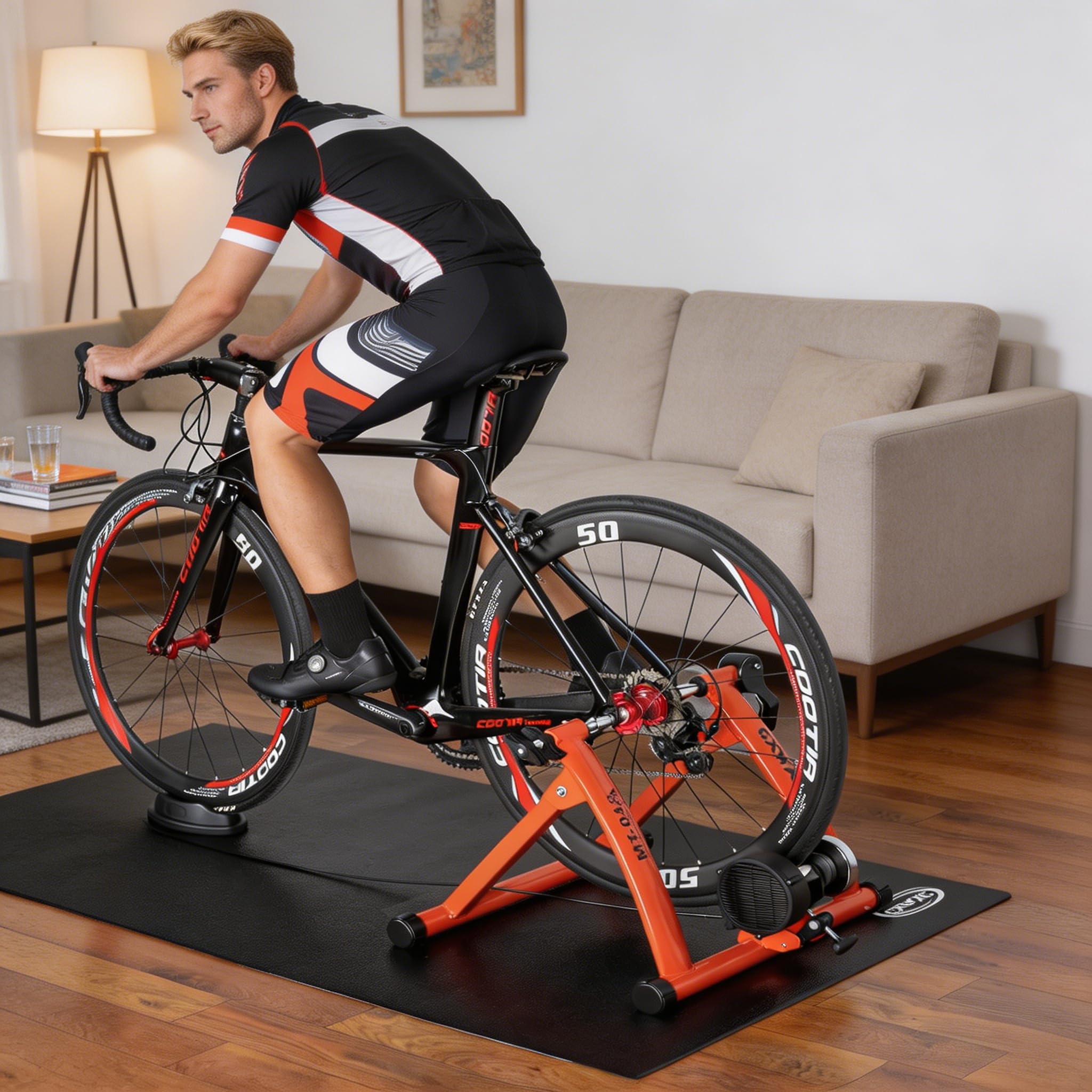 Trenażer rowerowy, magnetyczny stojak rowerowy do jazdy w pomieszczeniach, koła 26-29 stóp i 700C, szpikulec do szybkiego zwalniania i blok przedniego koła w zestawie