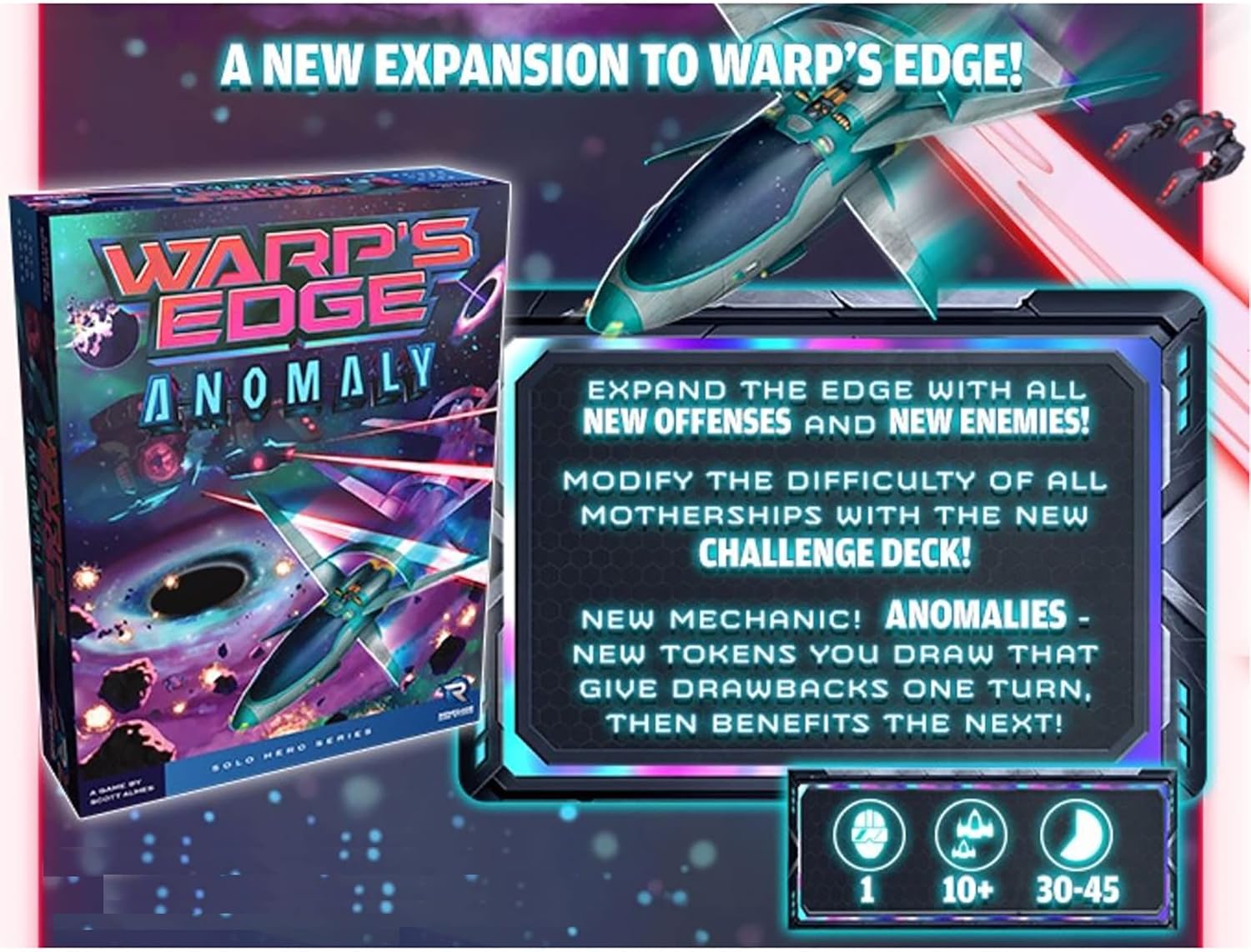 Renegade Game Studios Warp's Edge Anomaly Expansion Solo Board Game, Strategy Card Game with Difficulty Scaling, Ages 10+