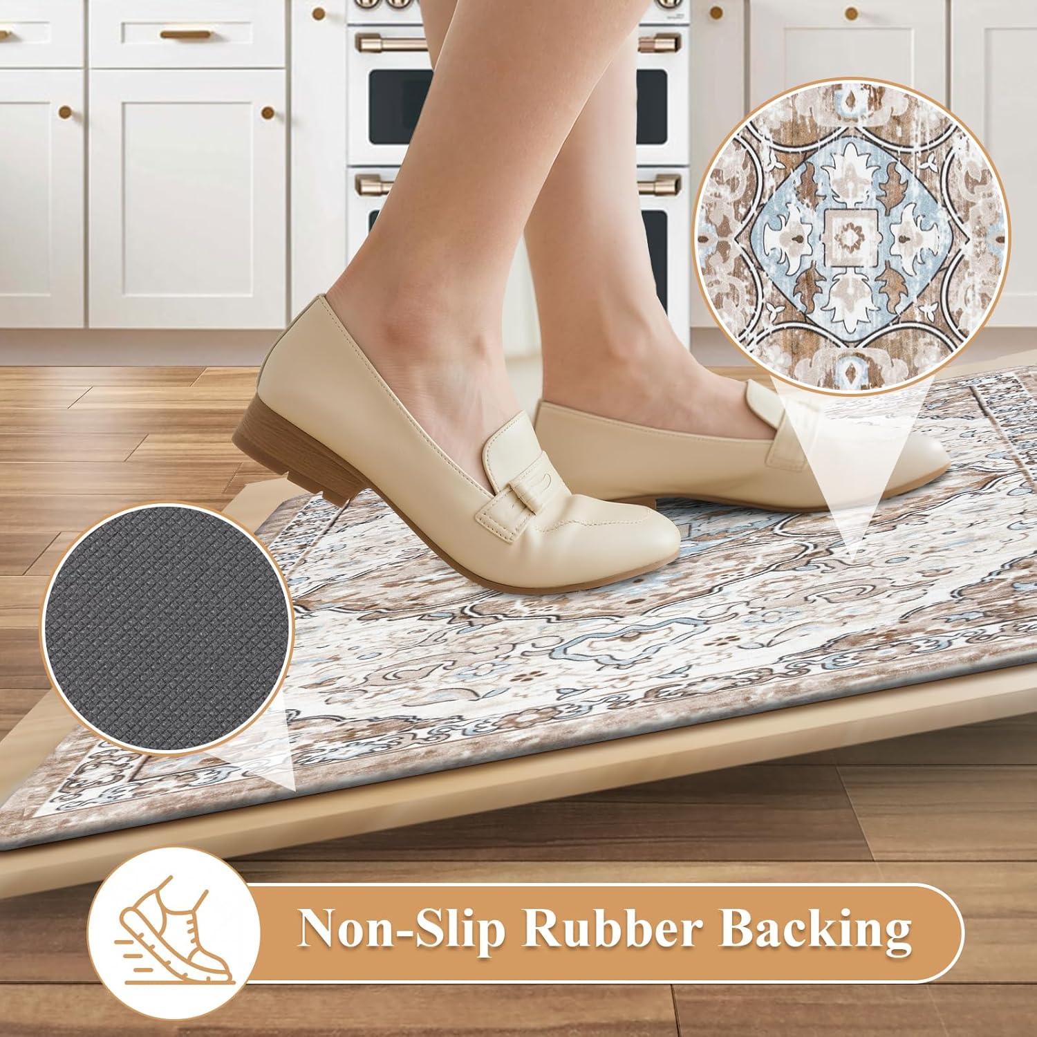 Ileading Anti Fatigue Kitchen Rugs Sets of 2 Cushioned Kitchen Mats for Floor Waterproof Kitchen Mat Set Non Slip Comfort Standing Mat for Kitchen, Office, Sink, Laundry
