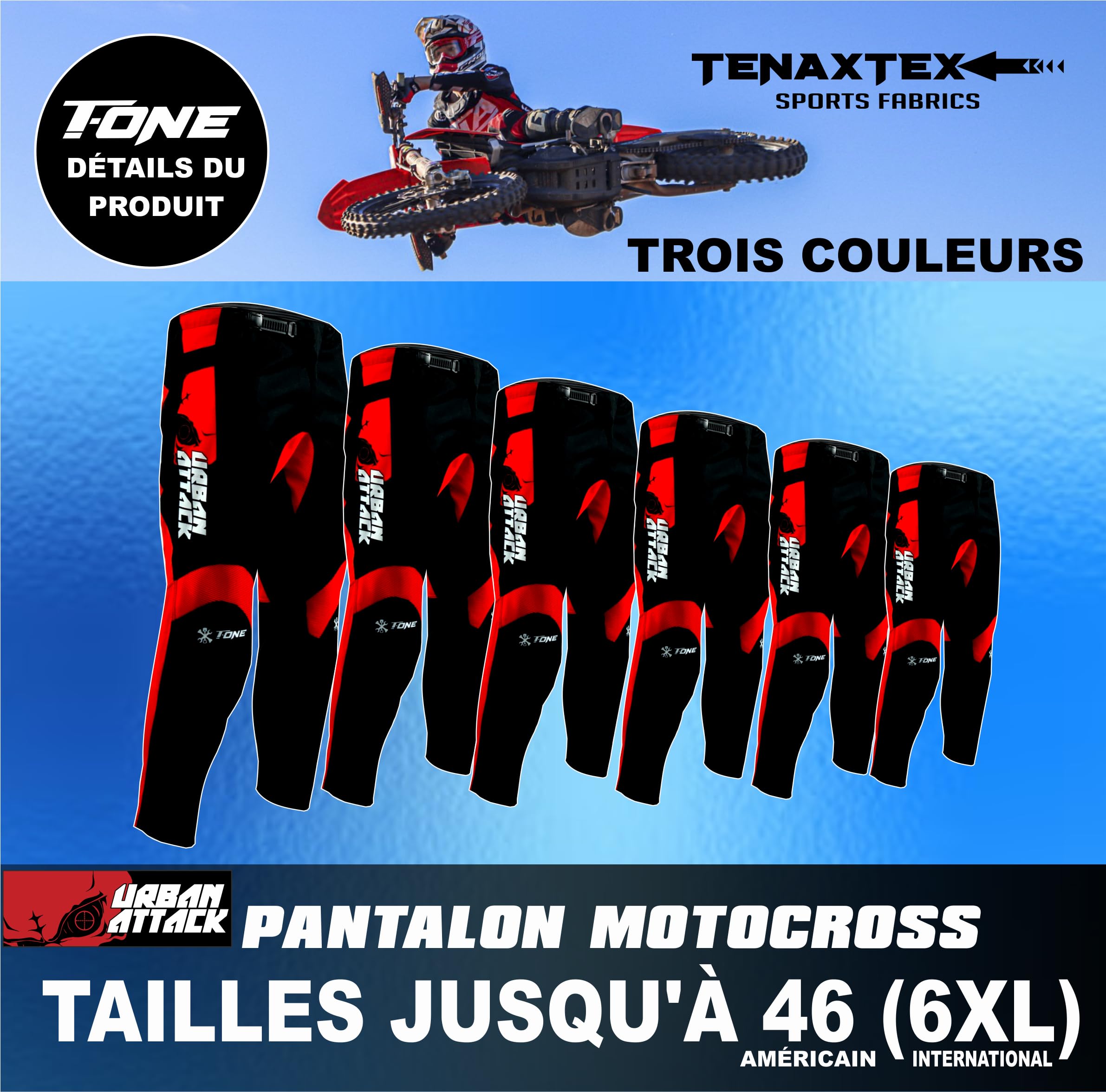 TLA T-One Pantalones de Motocross – Enduro | Ropa Moto | Ropa Motocross – Enduro – Quad | Mono Motocross Hombre Mujer Niño, Gris/Negro, S