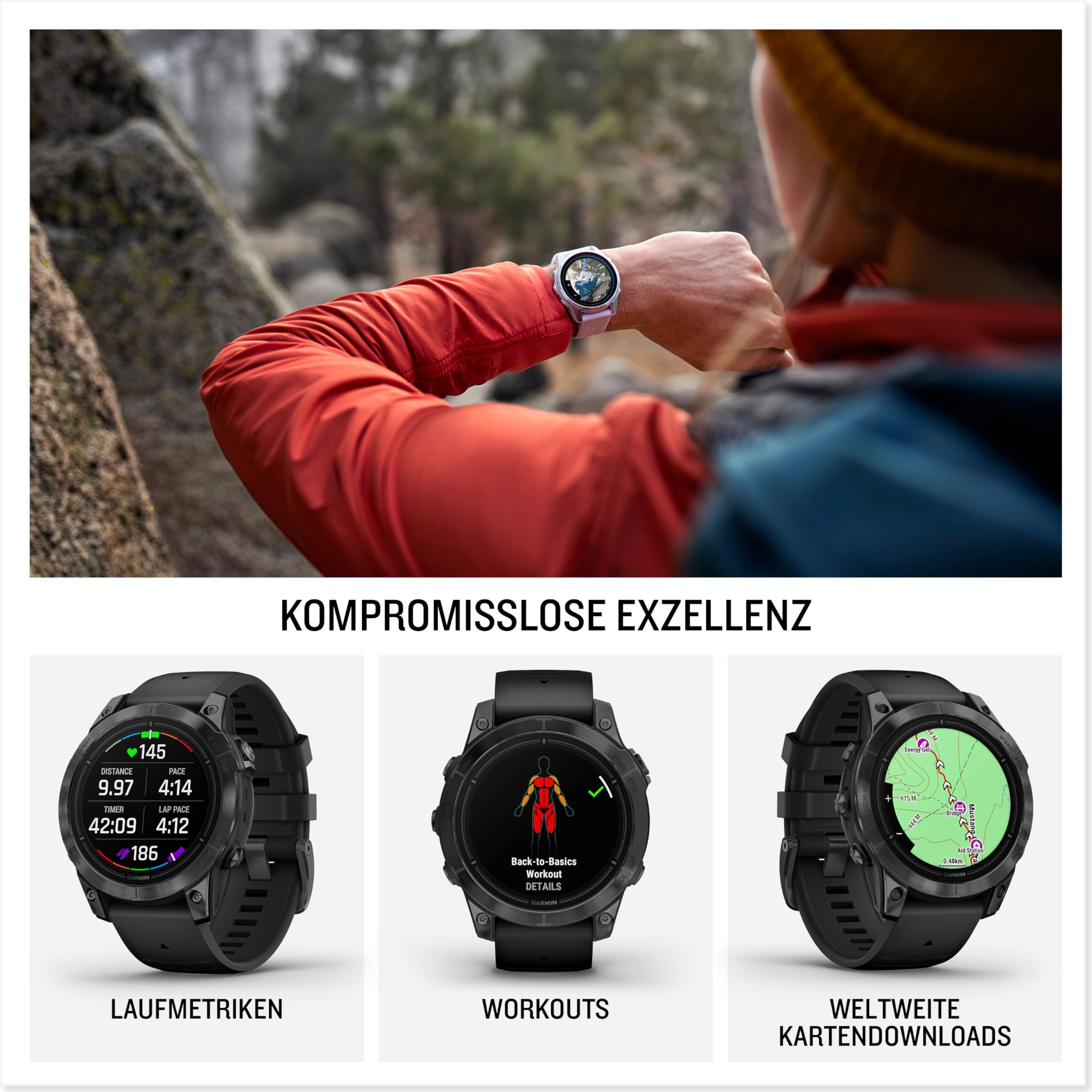 Garmin Epix Pro, 51 mm, GPS-Multisport-Smartwatch, Schwarz/Schiefergrau | AMOLED Display, bis zu 31 Tage Akkulaufzeit, LED-Taschenlampe, 80+ Sport-Apps, internationale Topokarten, Silikonarmband