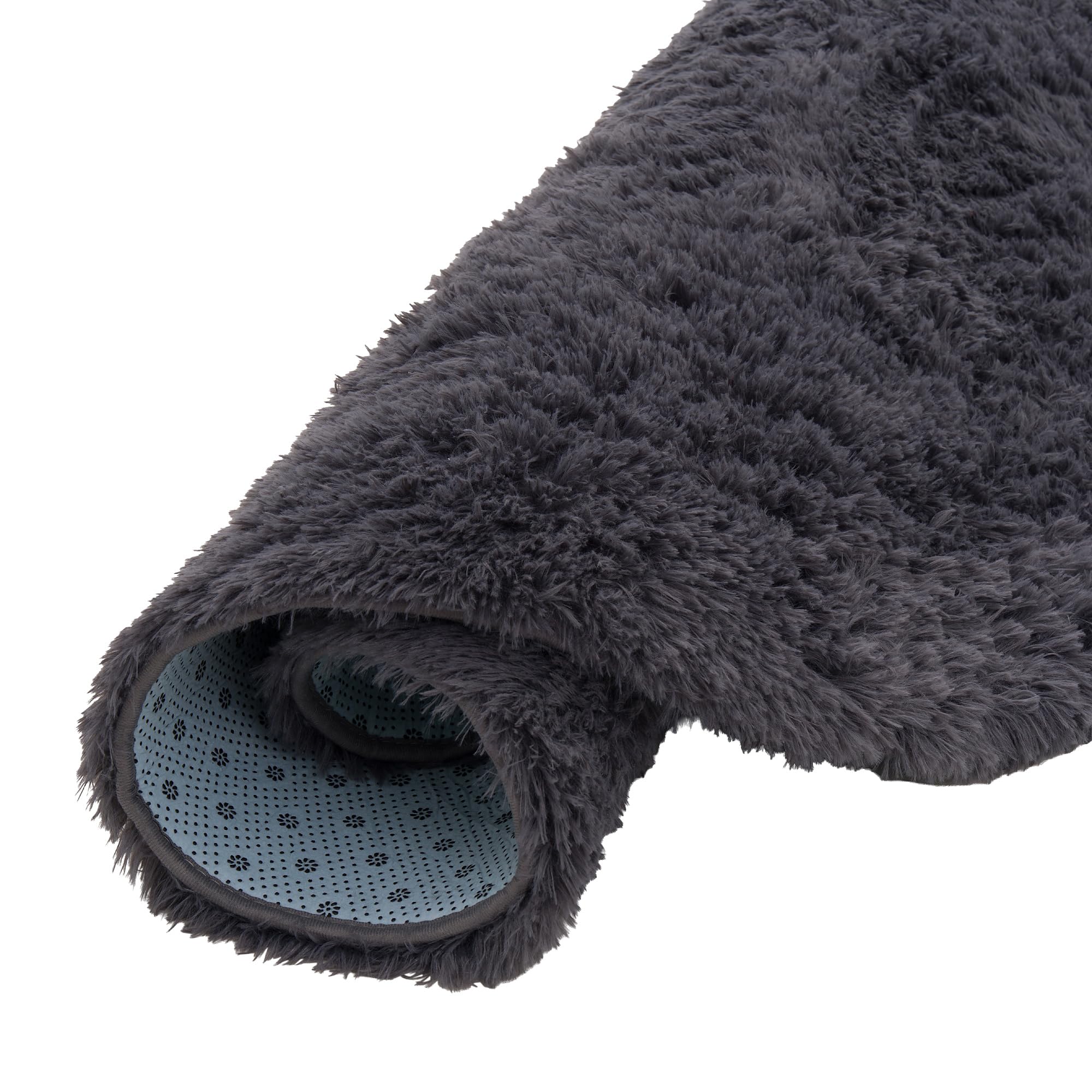 Pergamon Tapis Shaggy Fluffy Rond Anthracite – Tapis à Poils Longs Extra Doux, Tapis de Salon Moderne, Moelleux et Facile d’Entretien