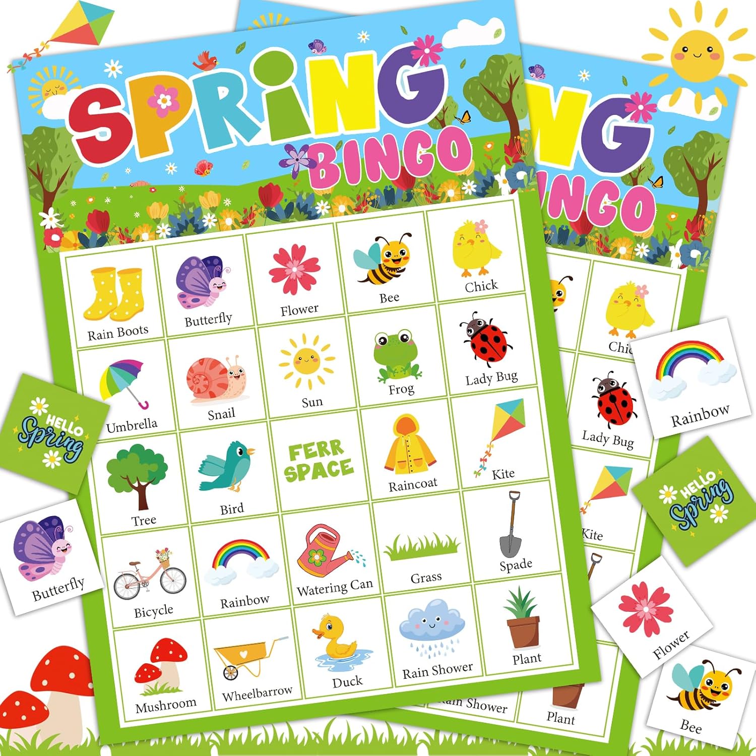 Spring Bingo Games for Kids 24 Players Classroom Hello Spring Party Games for Large Groups Bingo Set Board Table Card Game Family School Activities Favors