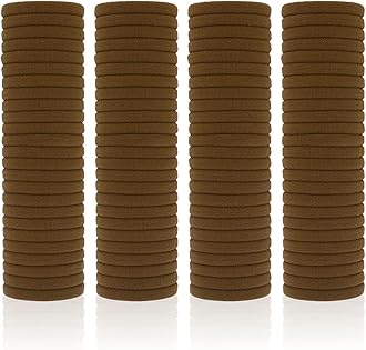 100 Pack Seamless Hair Ties for Women Girls Ponytail Holders for Thick Hair (Mid-Brown)