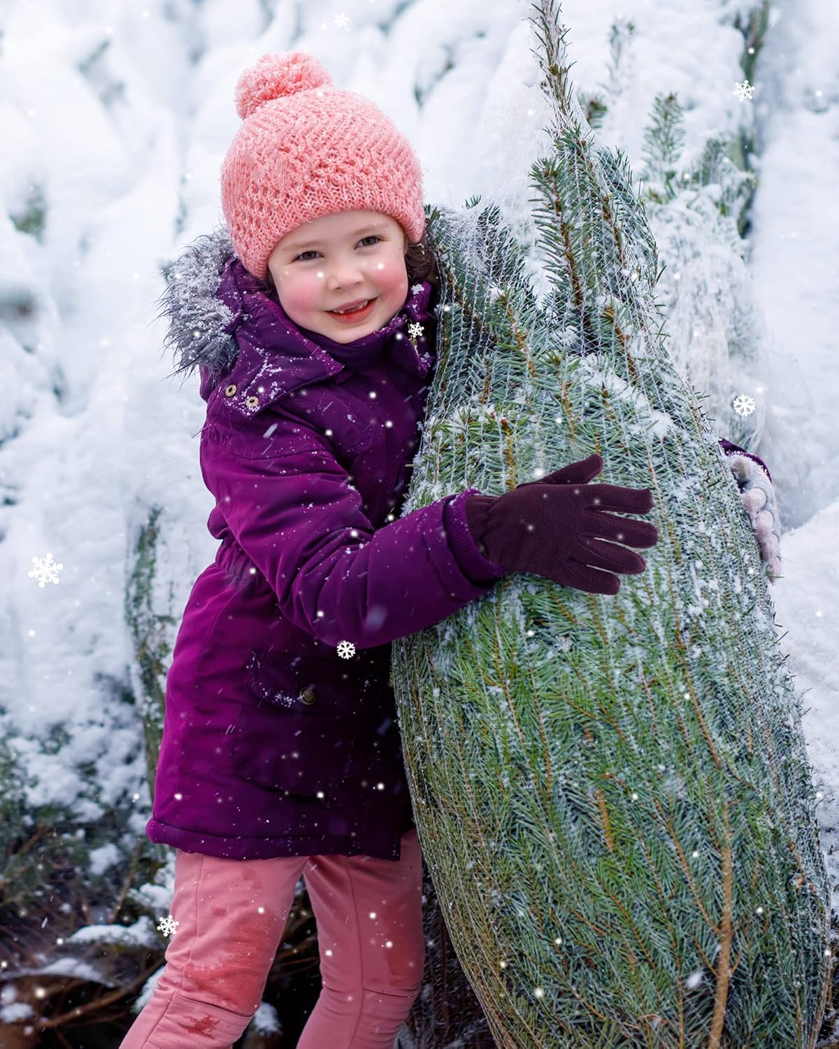 Geyoga 2 Pairs Kids Fleece Gloves Full Finger Winter Warm Gloves Cold Weather Mittens for Boy Girl - Image 3