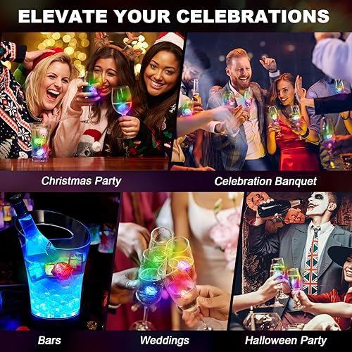 Miniatura 7 de Paquete de 20 cubos de hielo iluminados para bebidas, cubos de hielo LED multicolor con luces que cambian de color, cubo de hielo impermeable IP67