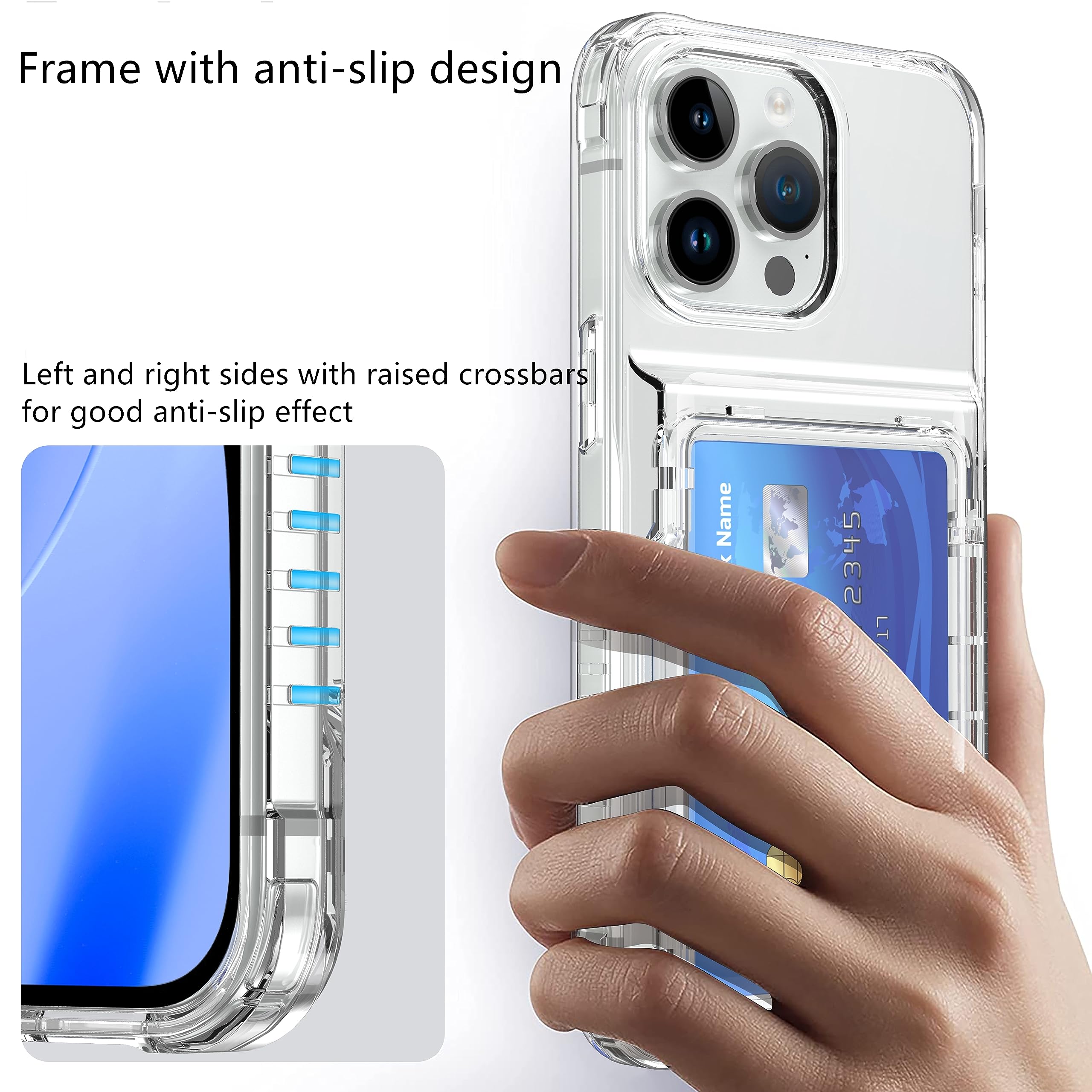 SORAKA Custodia trasparente per iPhone 15 Pro Max con porta carte,copertina protettiva 2 in 1 in TPU morbido e acrilico trasparente