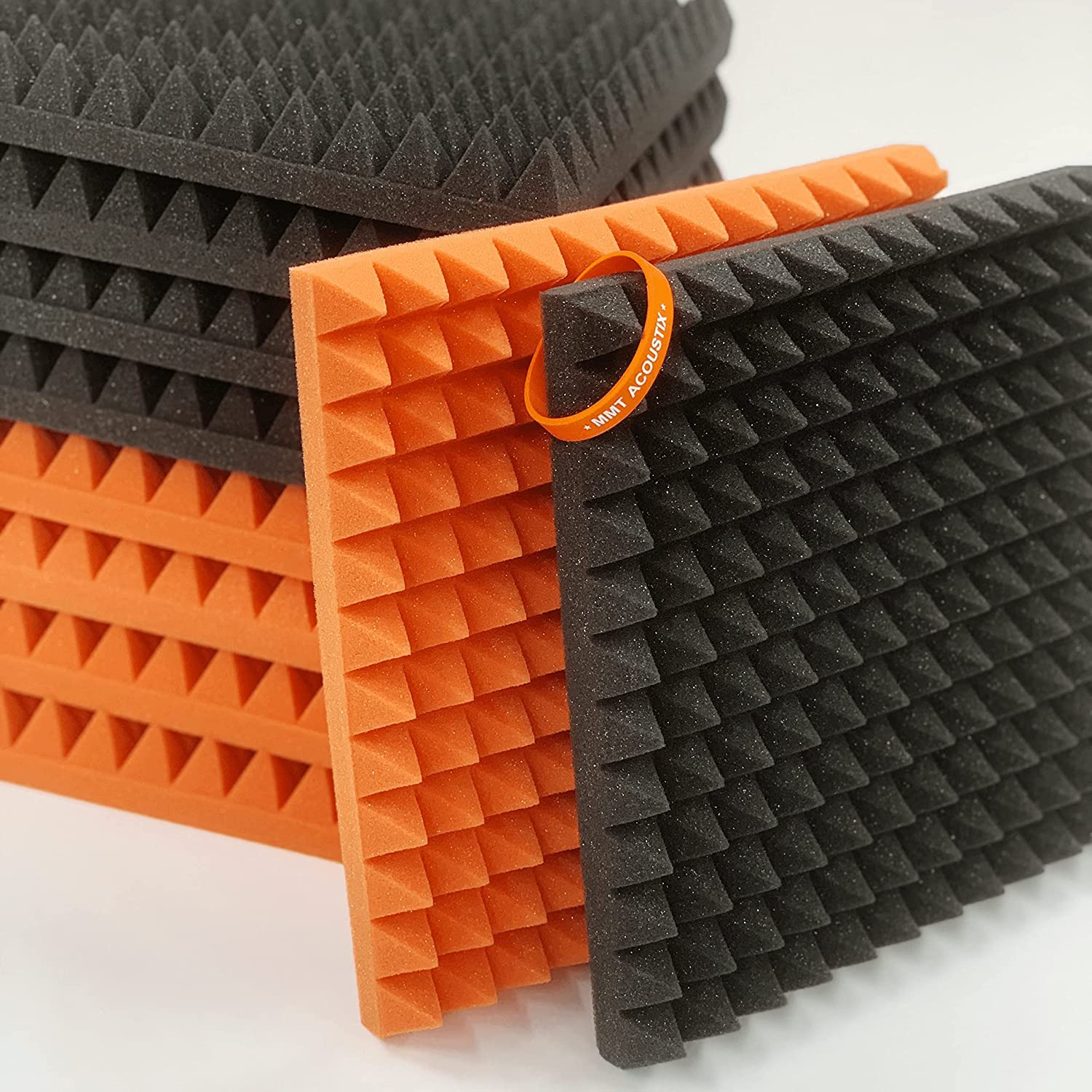 MMT Acoustix® 18 Pcs Pyramid Soundproofing Acoustic Foam (30 x 30 x 5 cm) Black | High Density Sound Absorber and Diffuser