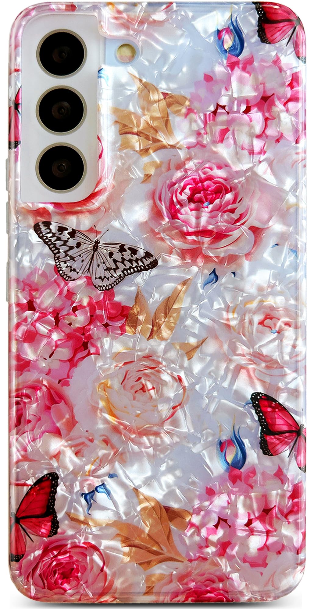 Qokey Case for Galaxy S21(6.2-inches) - Floral Design Protective Cover, Slim Shockproof Bumper Phone Shell for Women, Soft Flexible Lightweight