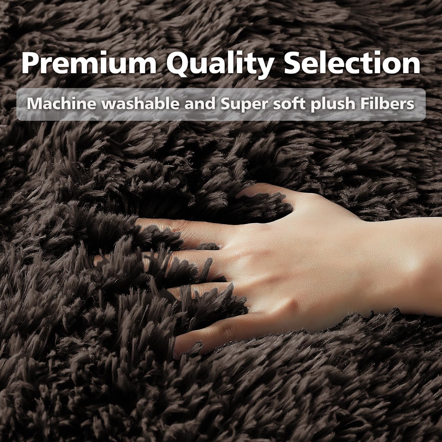 Oxford Homeware Rugs Living Room Small 50x80 cm, Fluffy Shaggy Brown Area Rugs for Bedroom Lounge - Image 4