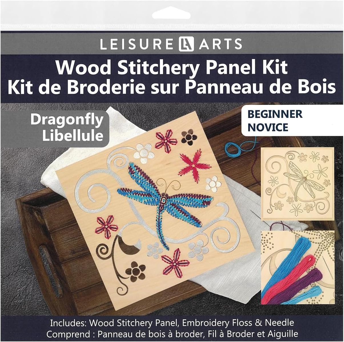 LEISURE ARTS Wood Stitched String Art Kit with Dragonfly Panel - Adult Or Kids Craft - Craft Kits for Teens String Art Kit for Adults 3D 3D Kids 9.75"
