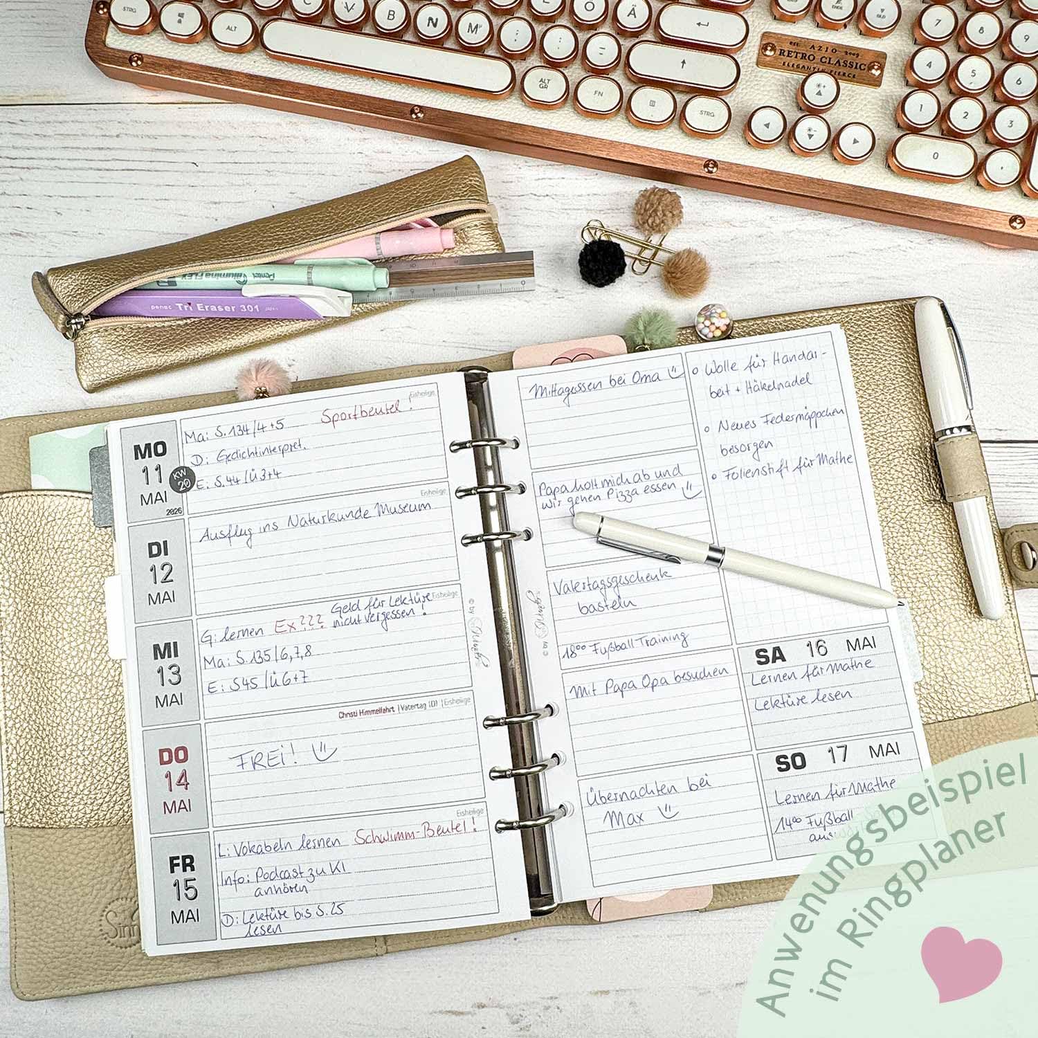 SinnWunder® 2027 Premium Kalendereinlage - Wochen-Kalender - 1 Woche 2 Seiten - Größe Din A5-6-fach Filofax-Lochung - BasicSinn