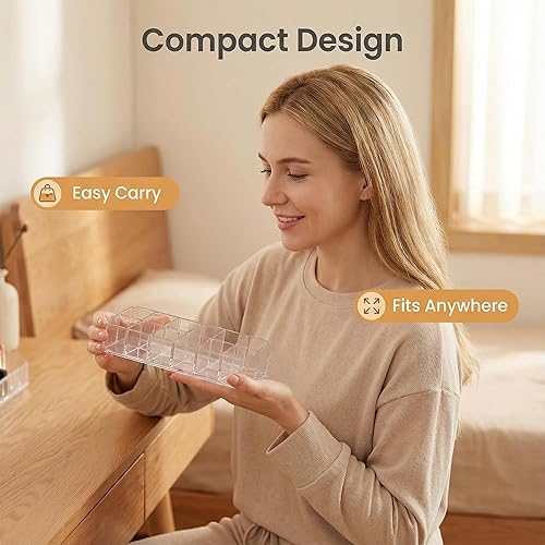 Miniatura 6 de Organizador de lápiz labial portátil con 18 ranuras, mini gabinetes, cajón, joyería, maquillaje, cosméticos, caja de almacenamiento, soporte para