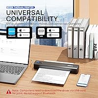 Vista 2 de POLONO Impresora portátil, impresora térmica Bluetooth sin tinta D810 inalámbrica para viajes, compatible con iOS, Android, laptop, compatible