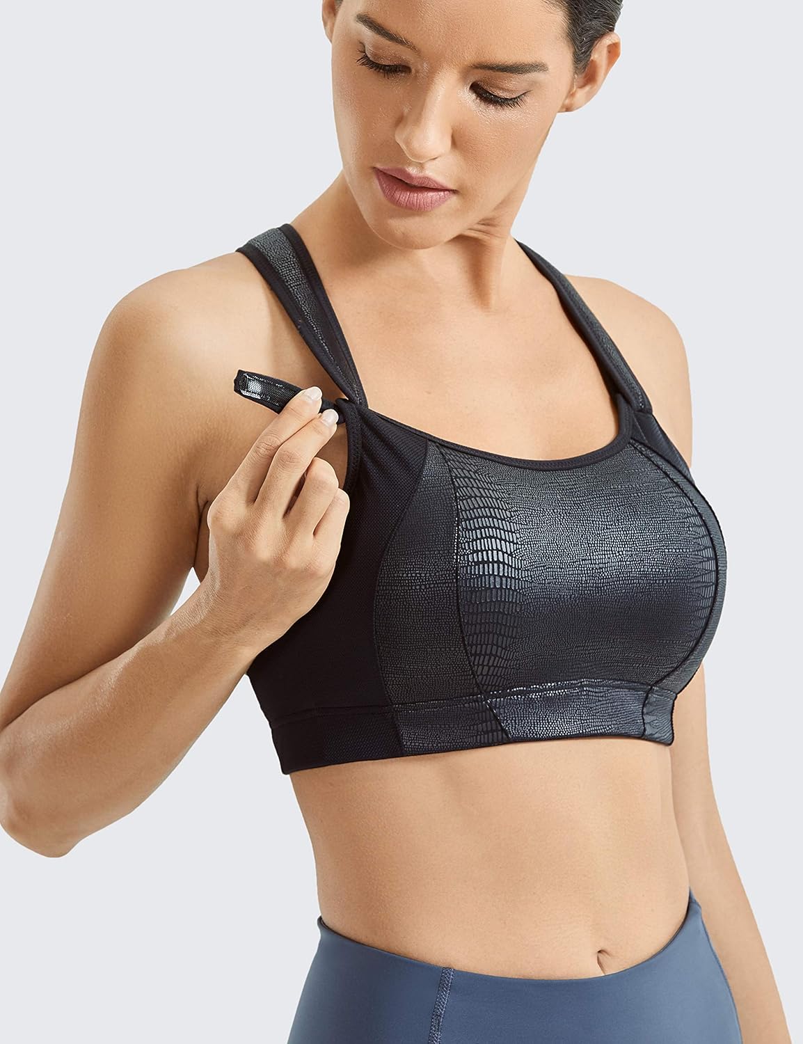 SYROKAN Women's Front Adjustable Lightly Padded Wirefree Racerback High Impact Sports Bra at  Women’s Clothing store