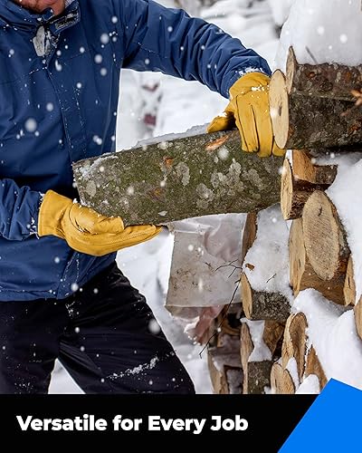 Miniatura 7 de toolant Guantes de trabajo de invierno para hombre, cuero aislado con resistencia al agua y protección contra la abrasión para clima frío