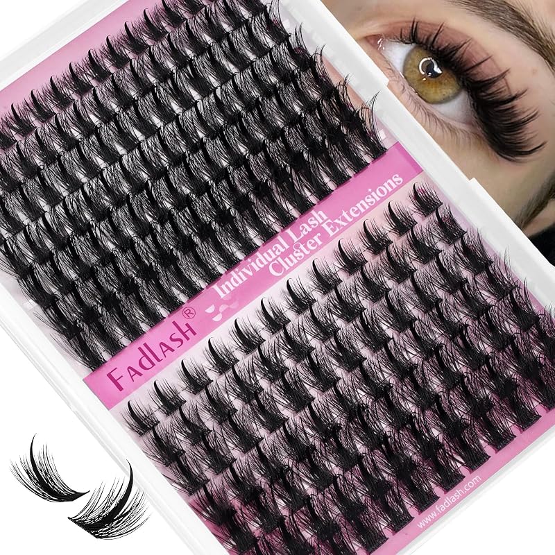 FADLASH Cílios Postiços em Tufos com Pontas, 8–16 mm, Efeito Manga, Fibra Sintética, Reutilizáveis